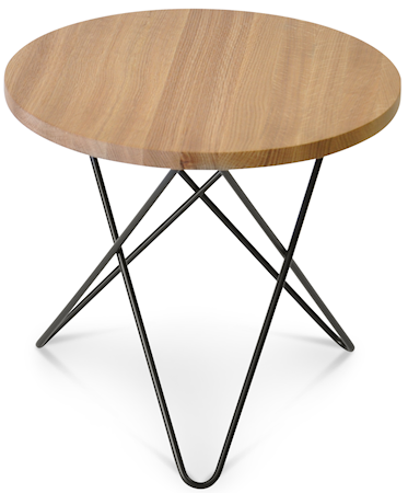 Mini O table wood Oak black frame