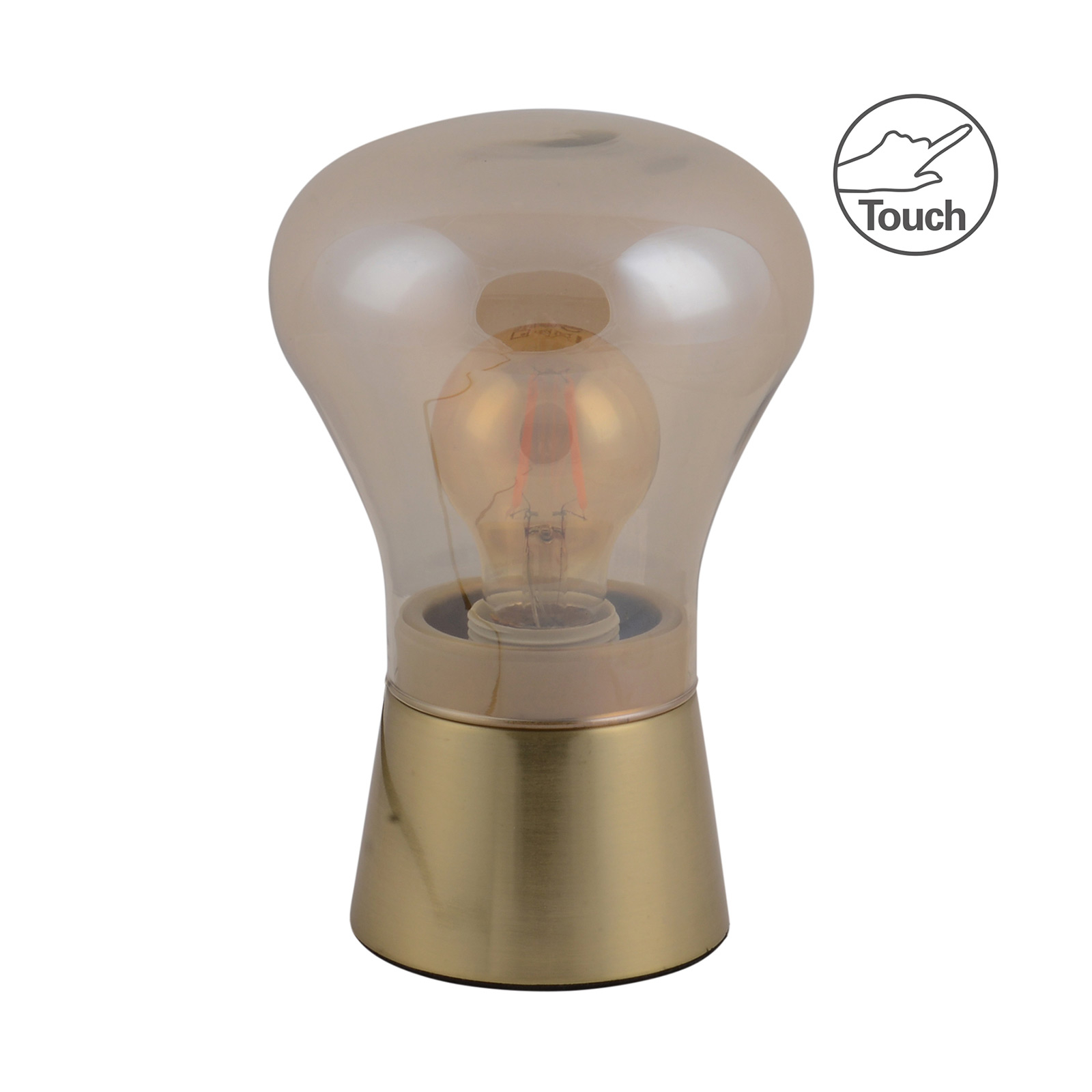 Bordslampa Derry av glas, mässing