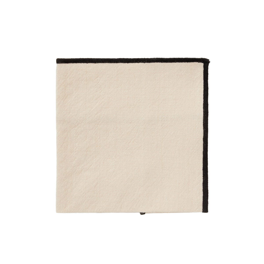 Servett 40x40cm Beige Svart Kant