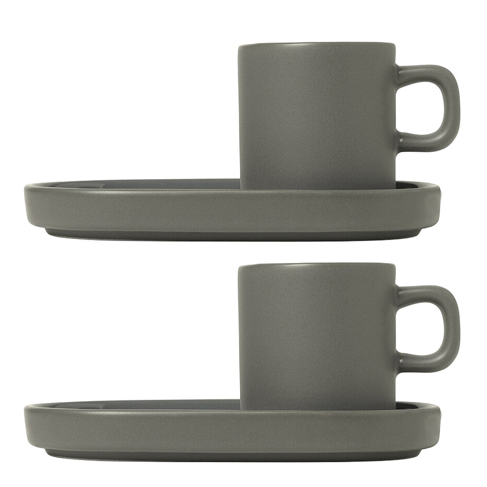 Blomus - Pilar Espressomugg med fat 2-pack Pewter