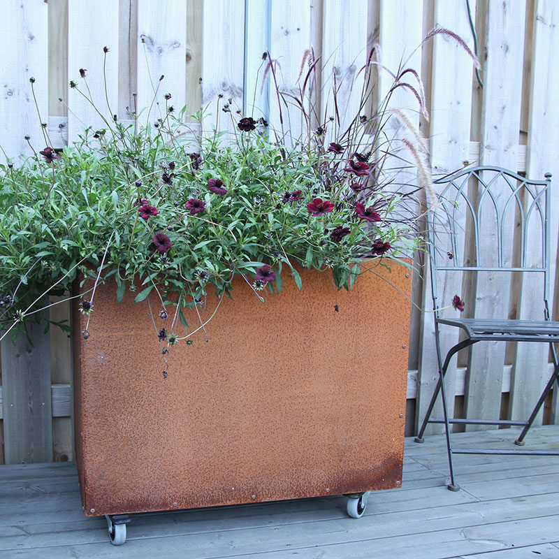 Kruka corten utan botten 45x75x55 cm