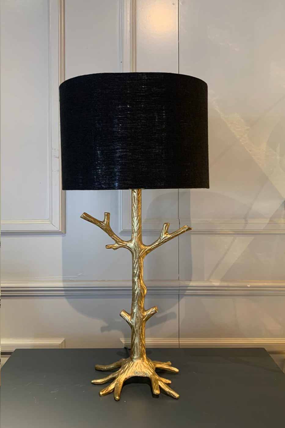 Lampskärm Tsar 30cm svart linne med guld insida