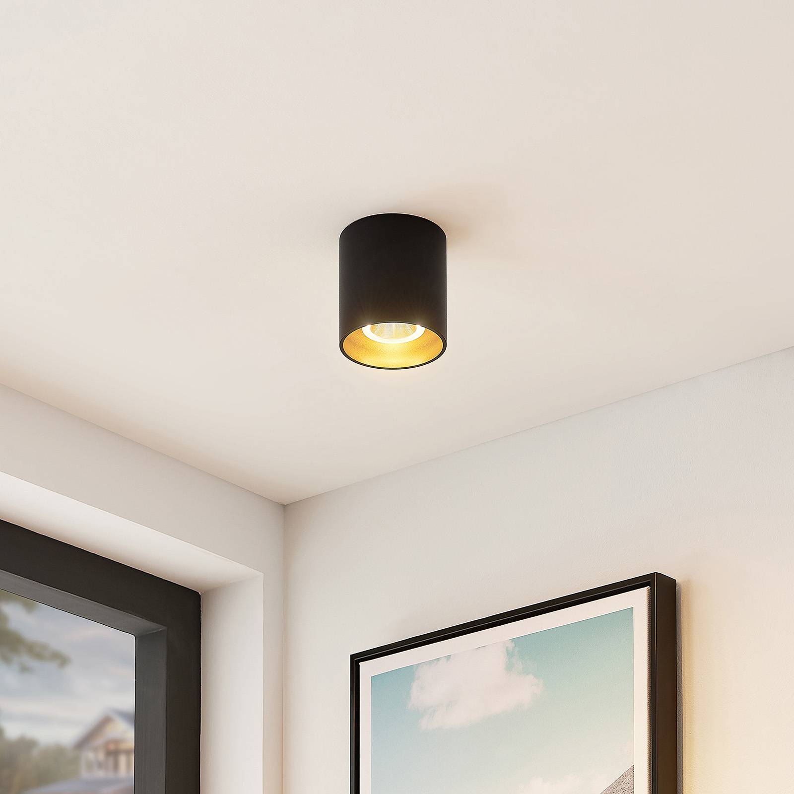 Arcchio Zaki LED-taklampa, rund, svart