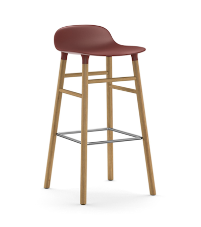 Form Barstol Röd/Ek 75 cm