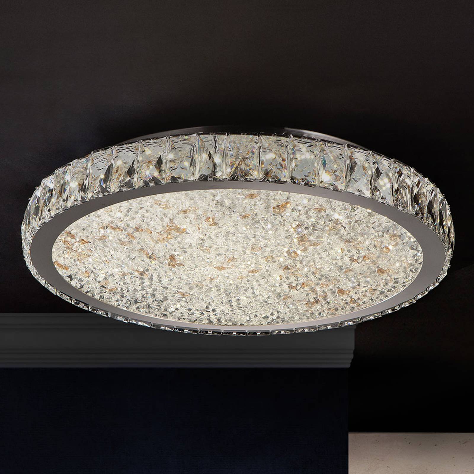 LED-taklampa Dana med kristaller Ø 49 cm