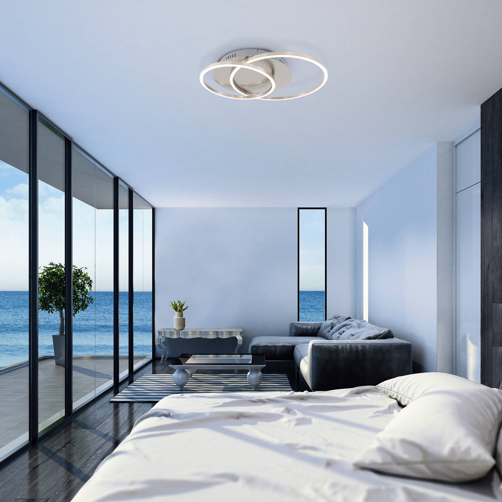 LED-taklampa Frames två ringar, roterbar