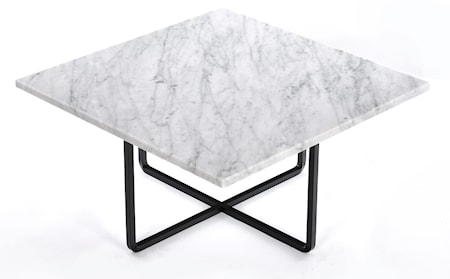 Ninety 60x60 soffbord - Carrara/svartlackerad metallstomme