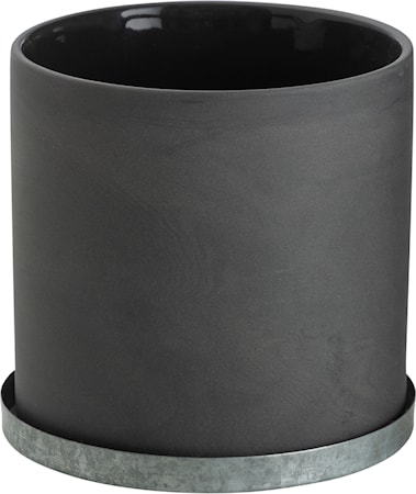 Kruka med zinkfat 12 cm - Grå