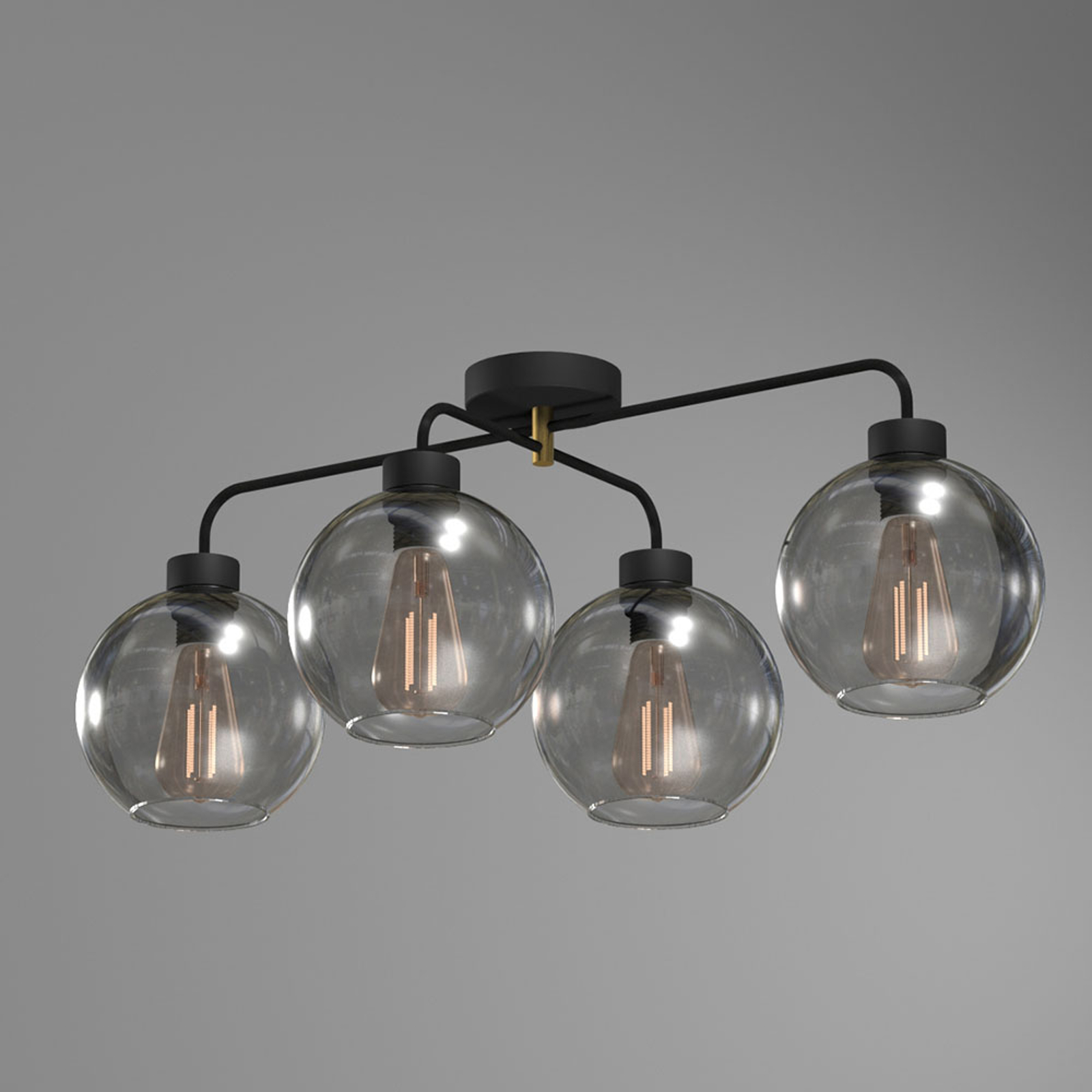 Taklampa Bari av glas, 4 lampor