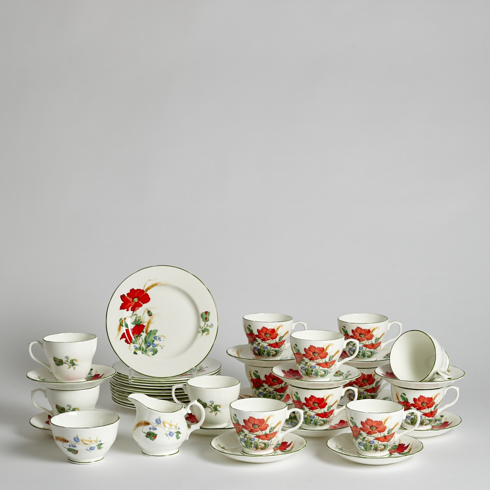 Vintage - Kaffeservis "Duchess Poppies" 36 delar