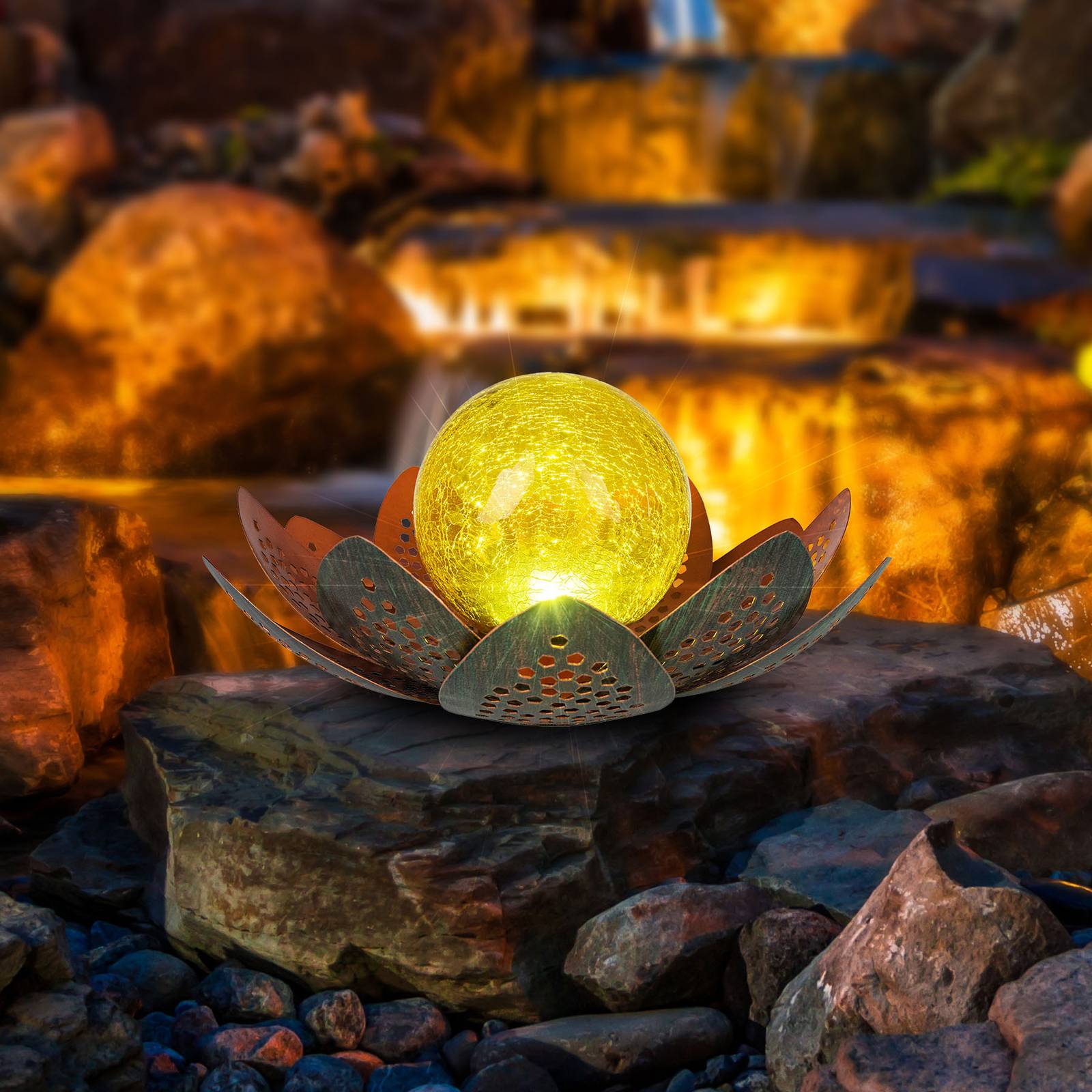 LED-solcellslampa 33655, blommor, Ø 22 cm
