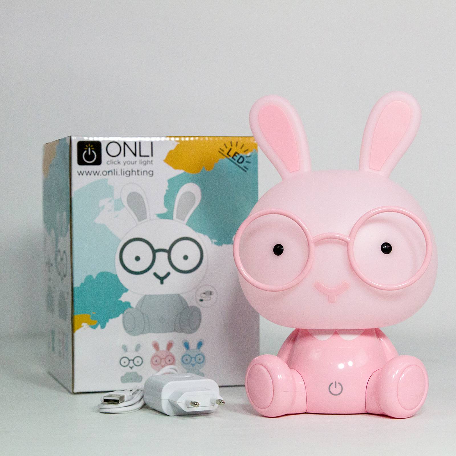 LED-bordslampa Bunny till barnrummet, rosé
