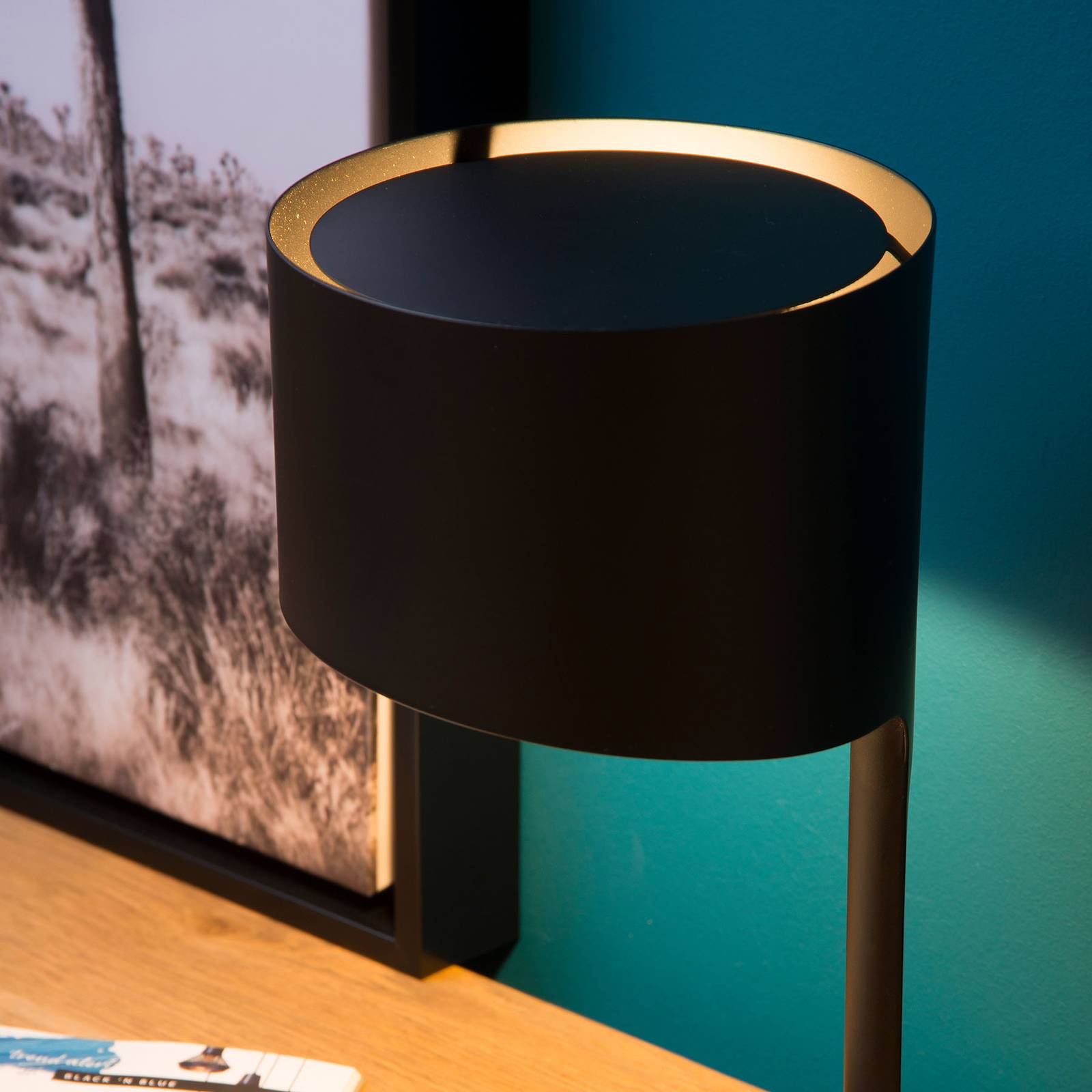 Bordslampa Knulle av metall, svart
