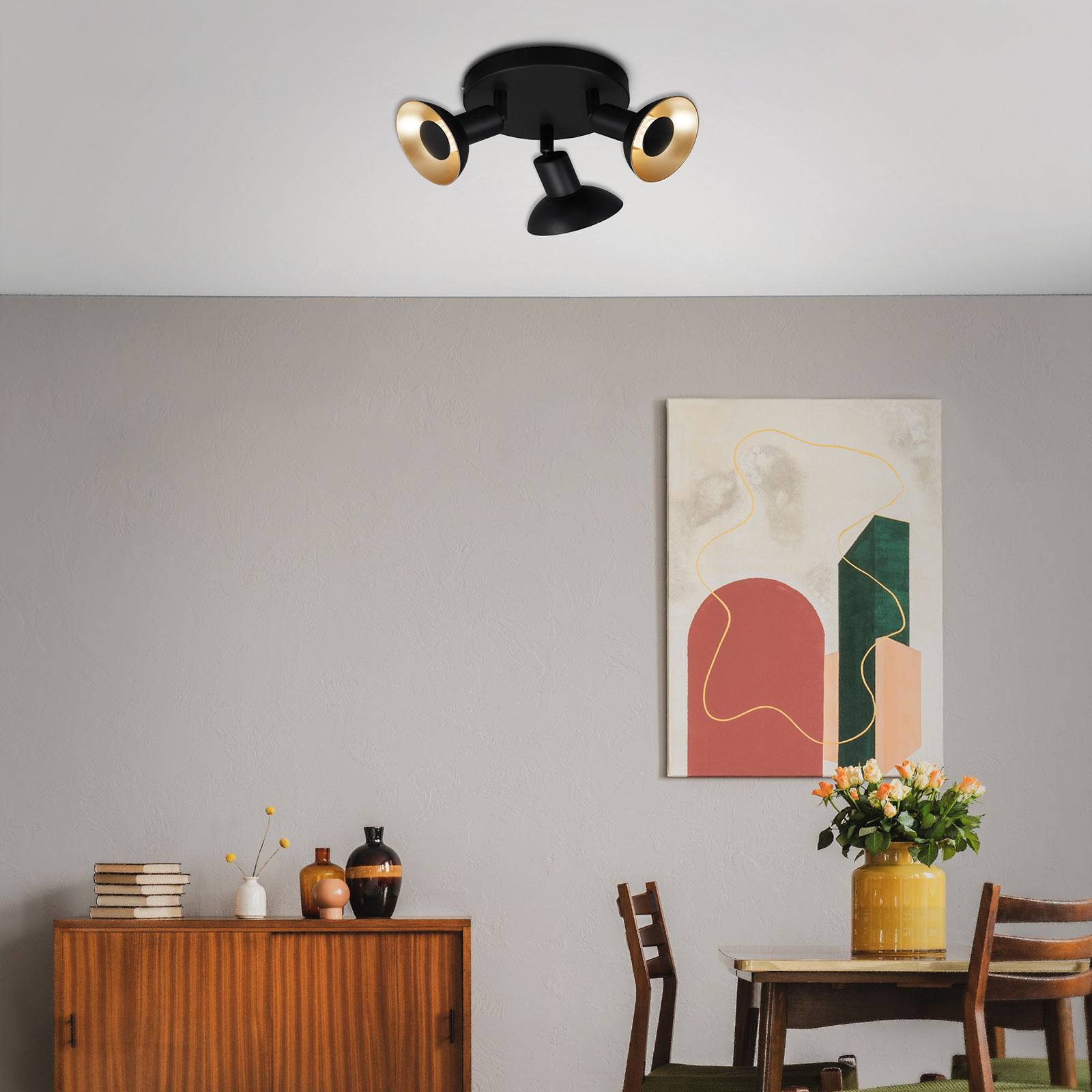 LED-vägglampa Kukui, rondell, 3 lampor
