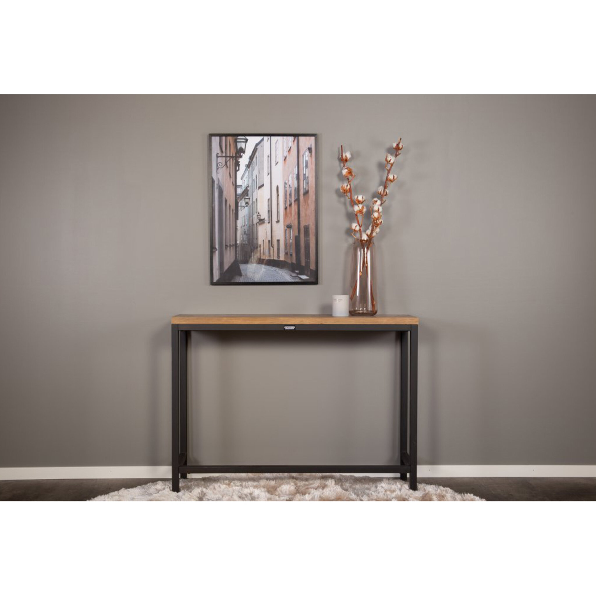 Avlastningsbord Rise 110cm, teak-look/svart