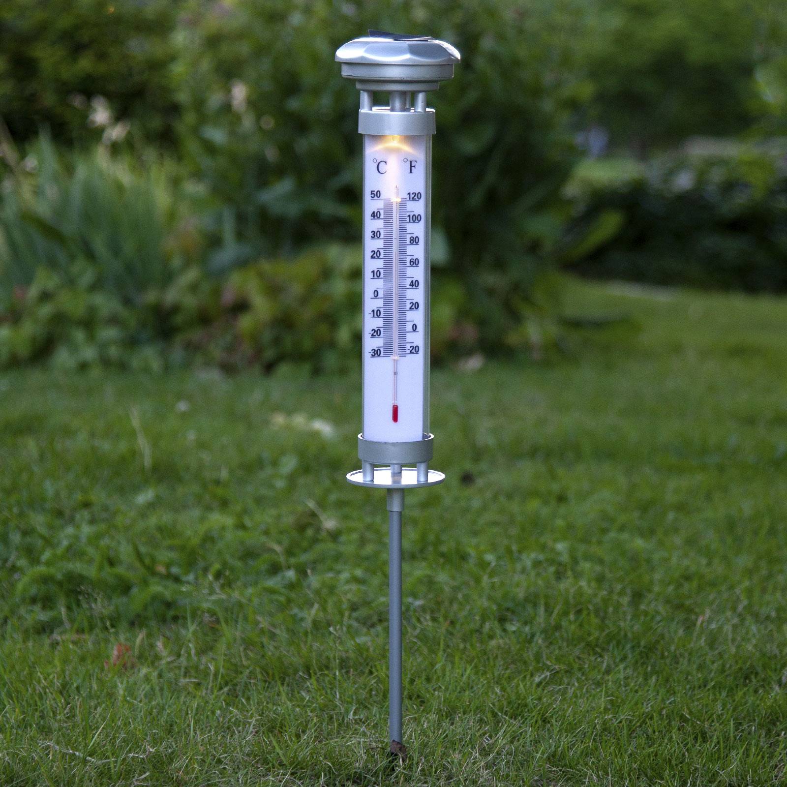 LED-solcellslampa Celsius, utetermometer
