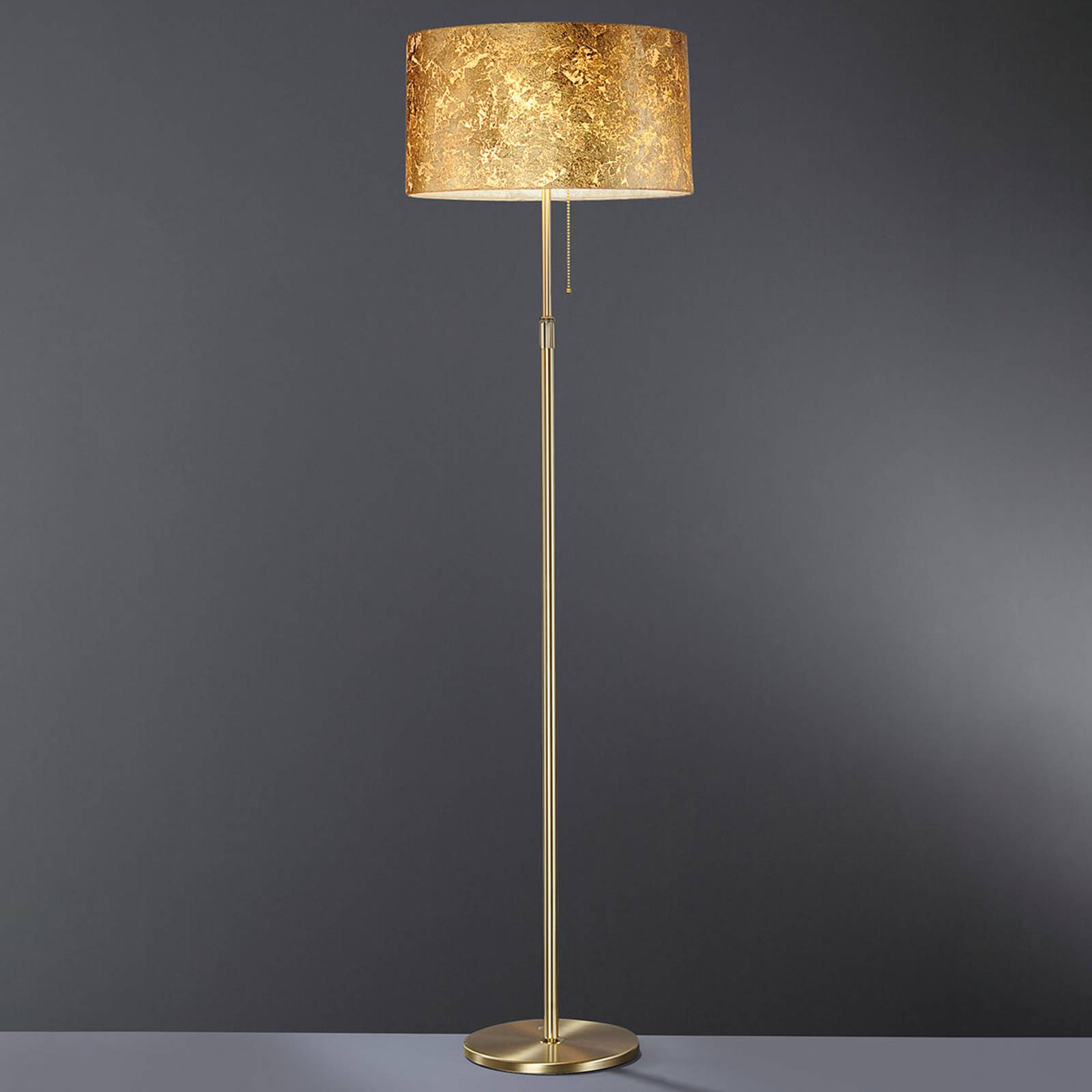 Elegant golvlampa Loop med bladguldbeläggning