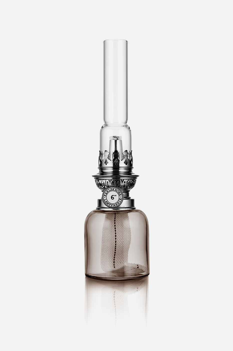 Fotogenlampa Koholmen rökfärgad 24cm nickel