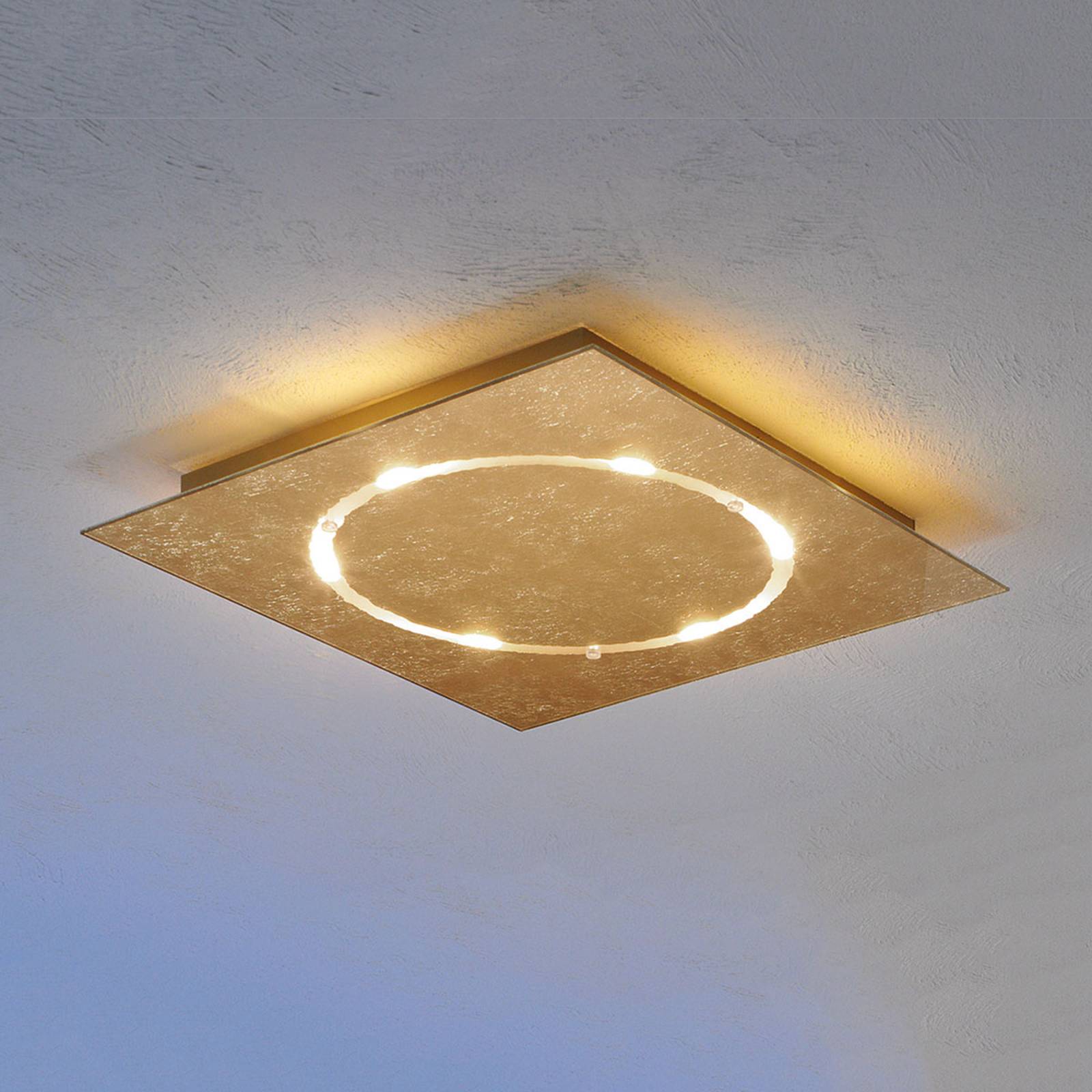 Dimbar plafondlampa Skyline m bladguld, LED