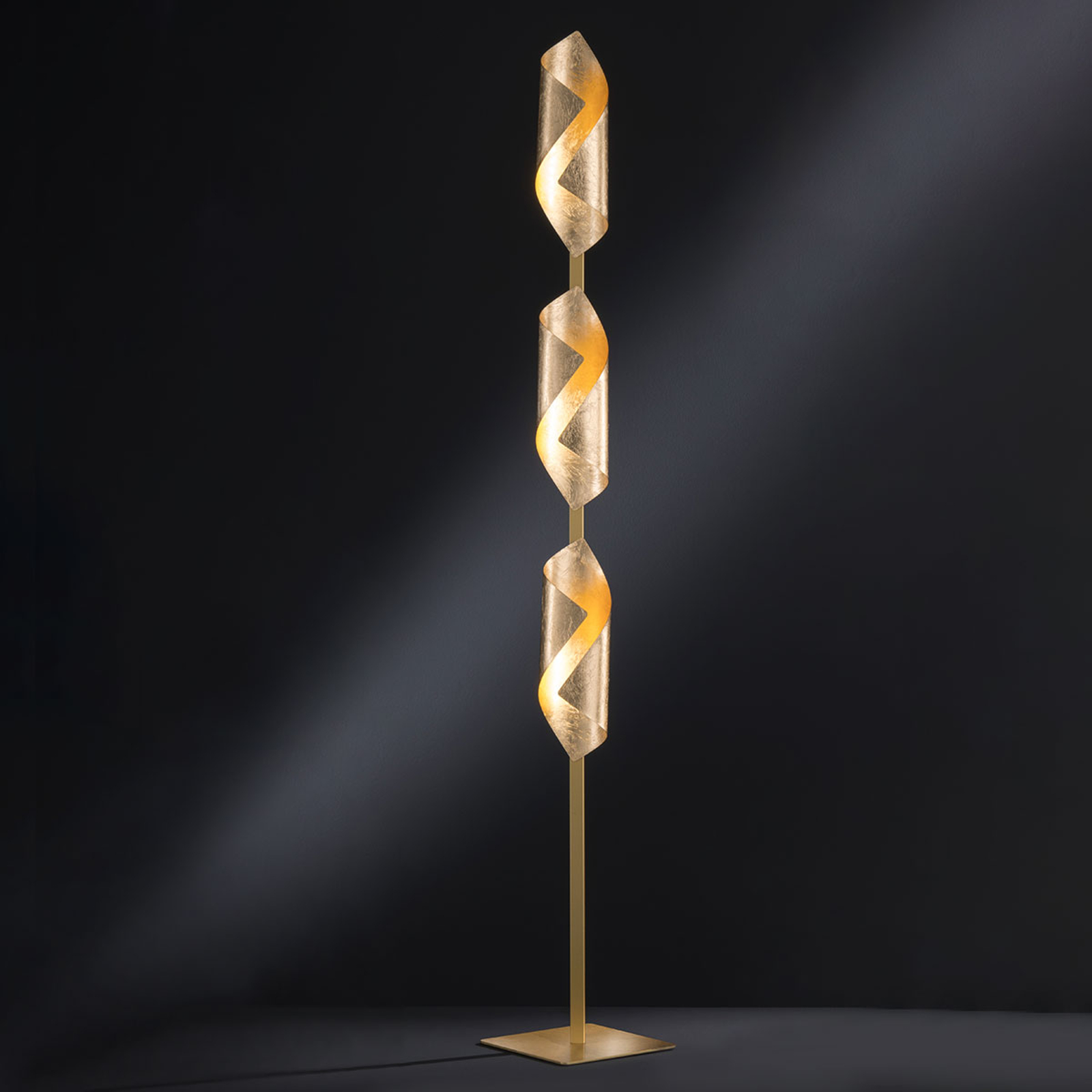 LED-golvlampa Safira i blänkande guld