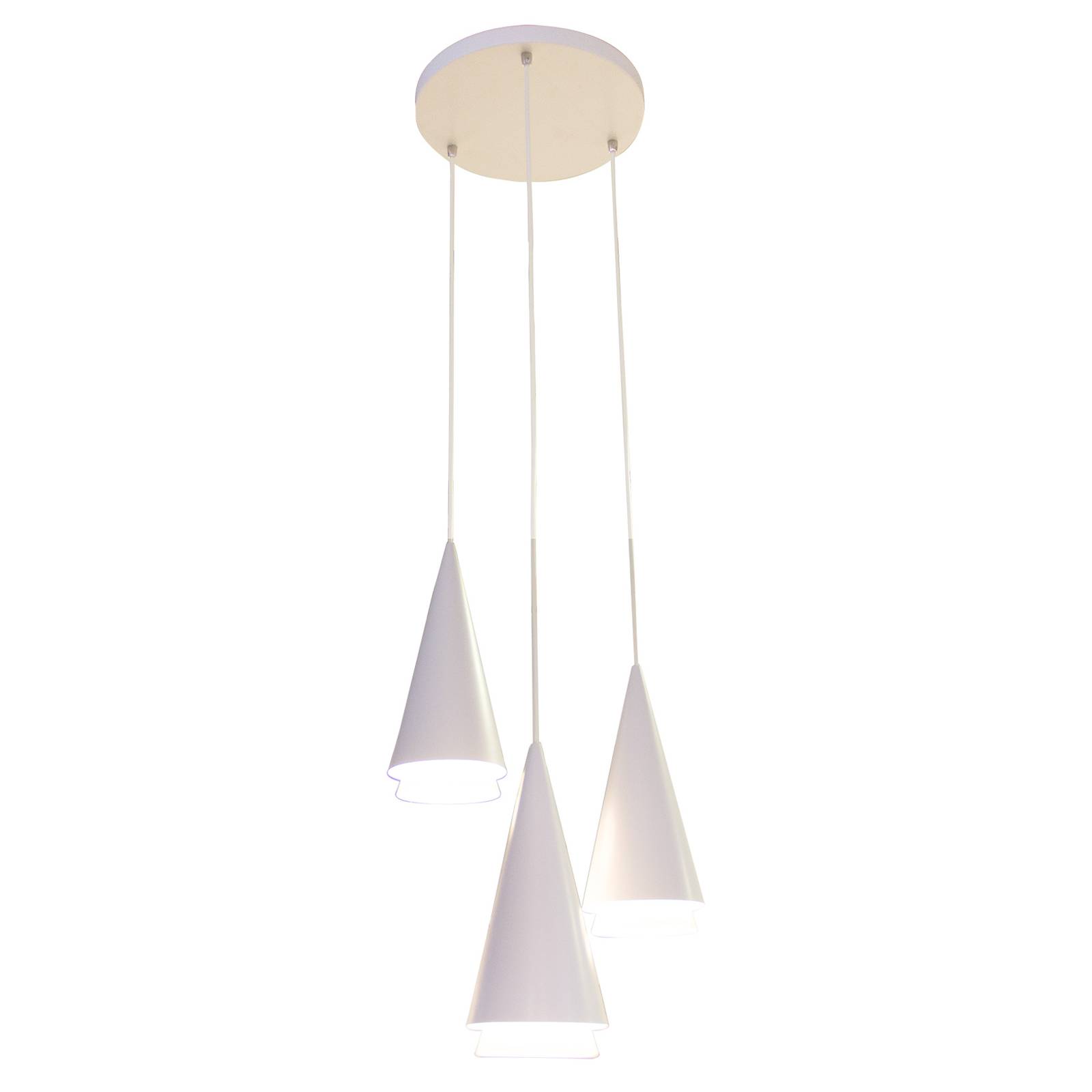 Lucande Naoh hänglampa rondell, 3 lampor, vit