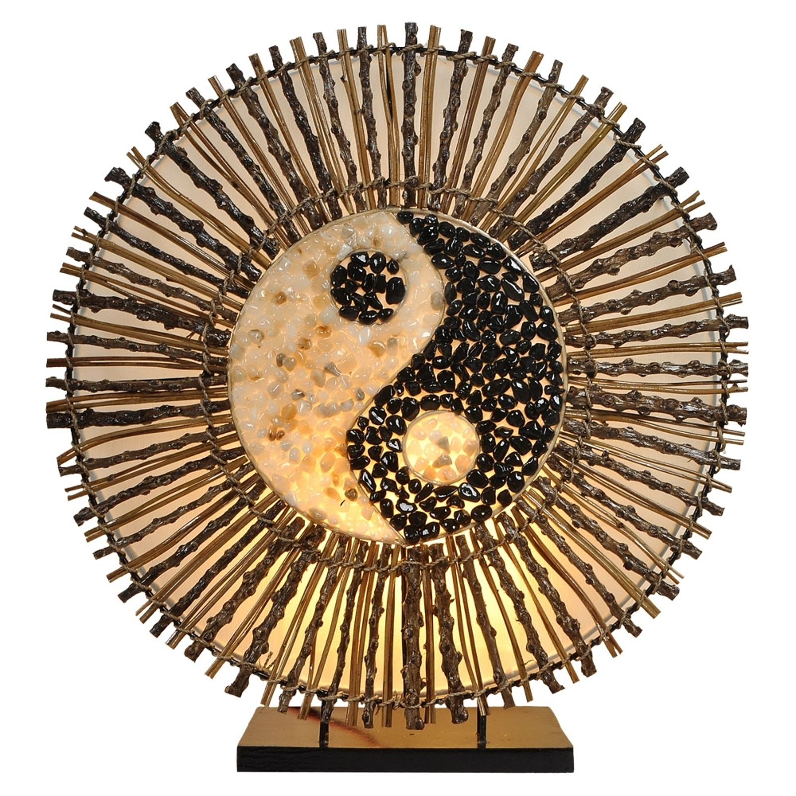 Bordslampa Ying Yang rund 40 cm brun