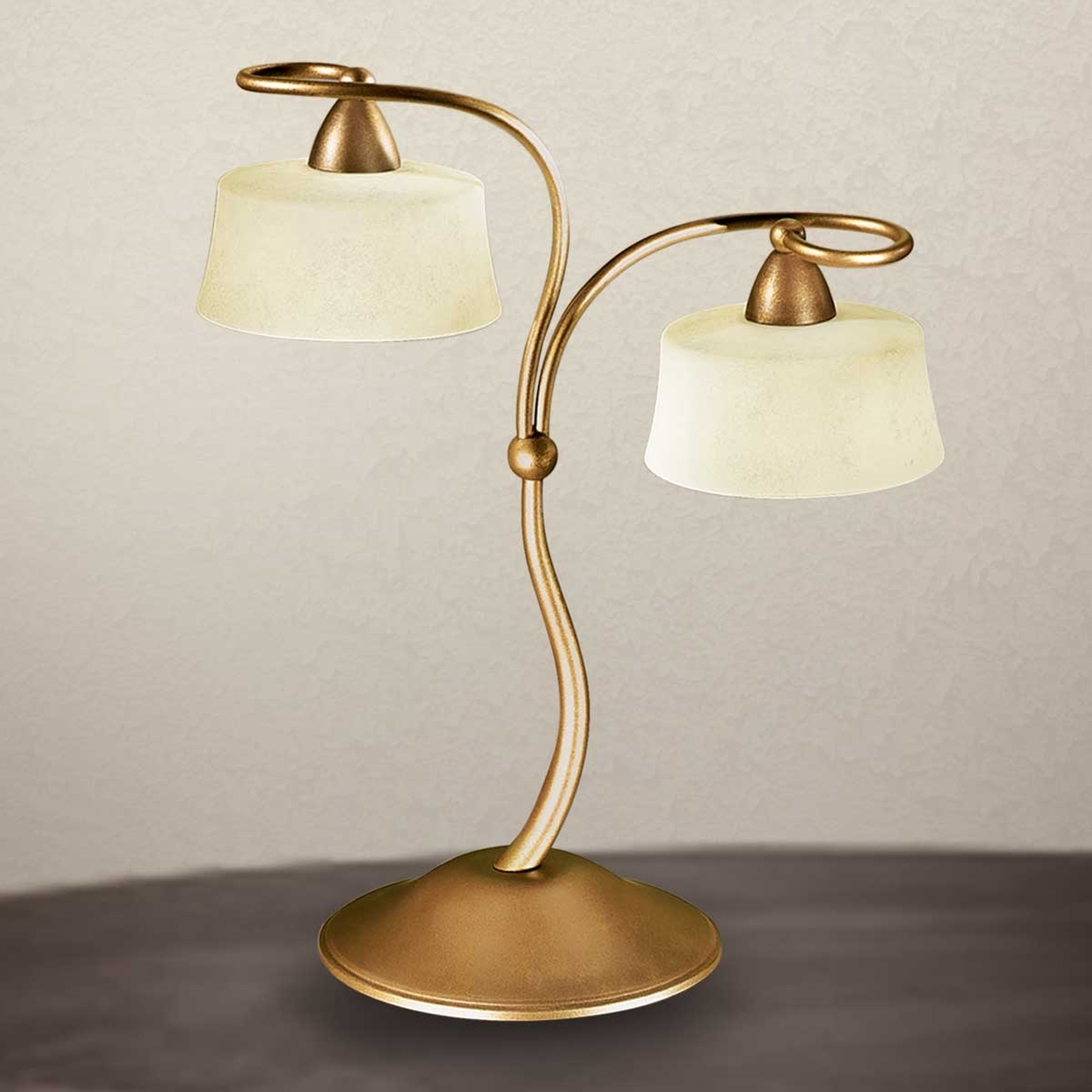 Bordslampa Alessio med scavoglas-skärmar, 2 lampor