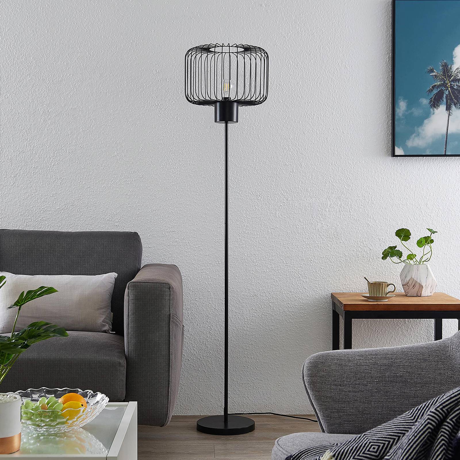 Lindby Vatiki golvlampa med burskärm