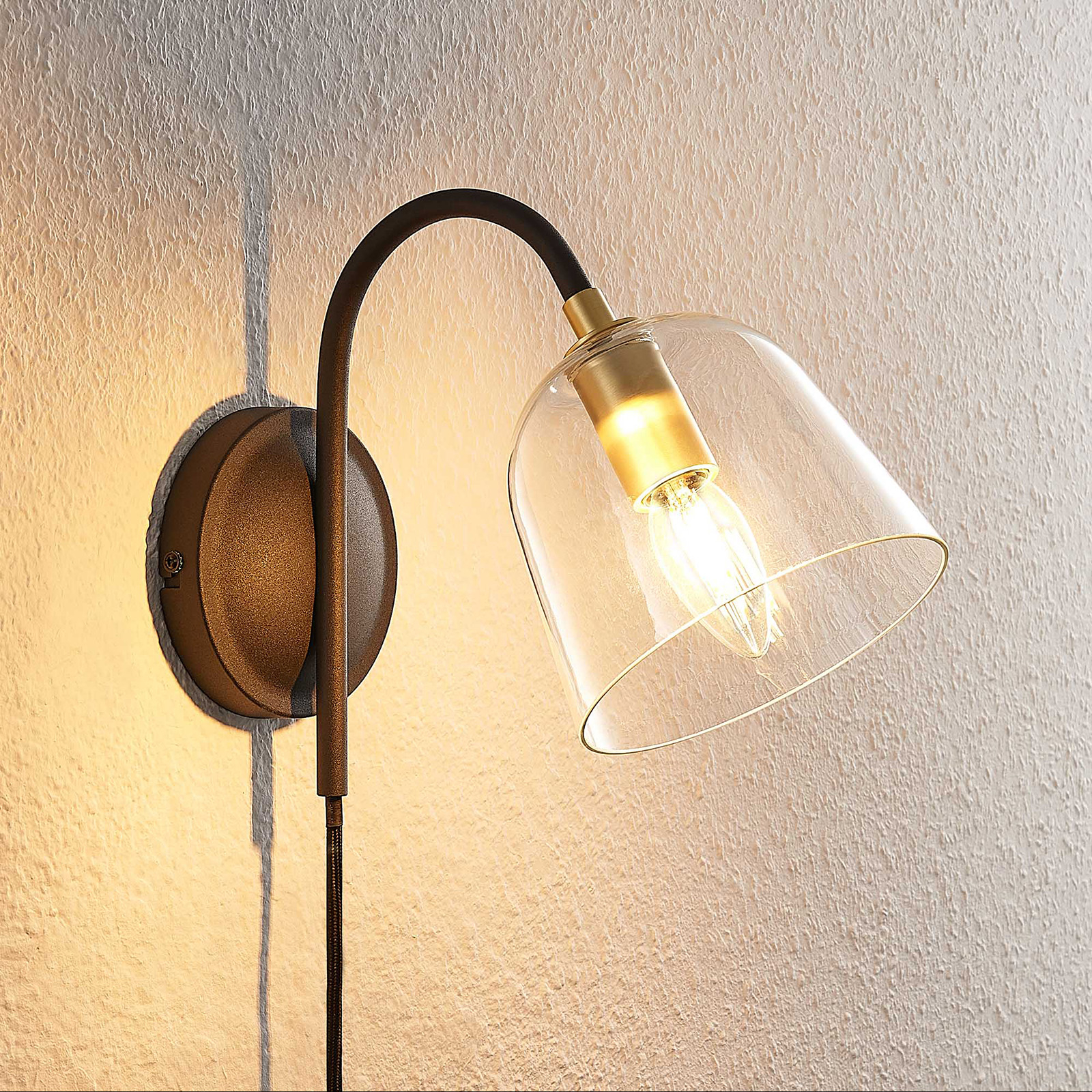 Lucande Anjita vägglampa, glasskärm