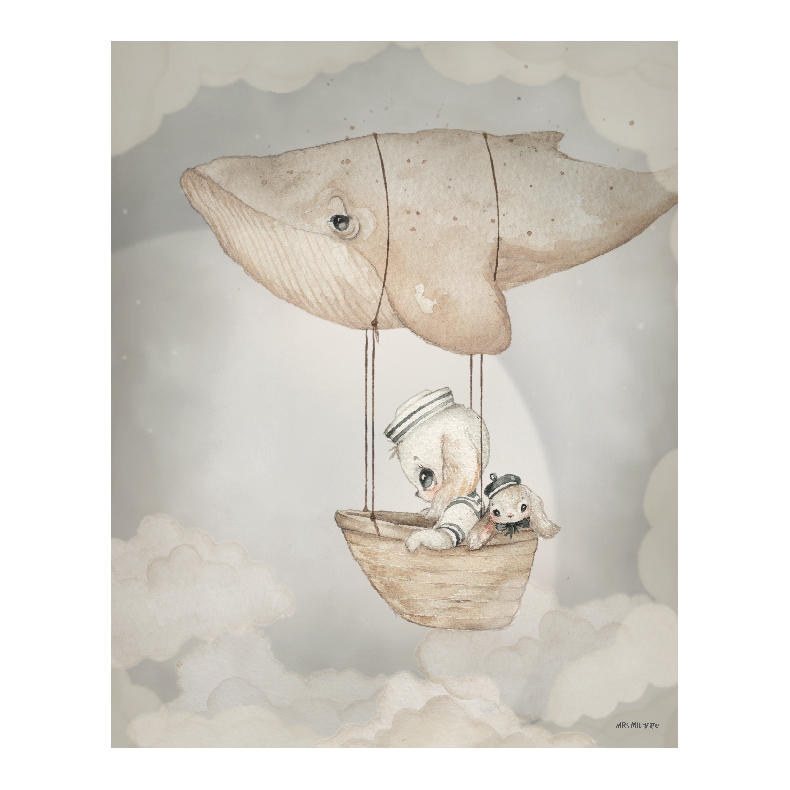 Flying Whale 40 x 50 cm, Mrs Mighetto