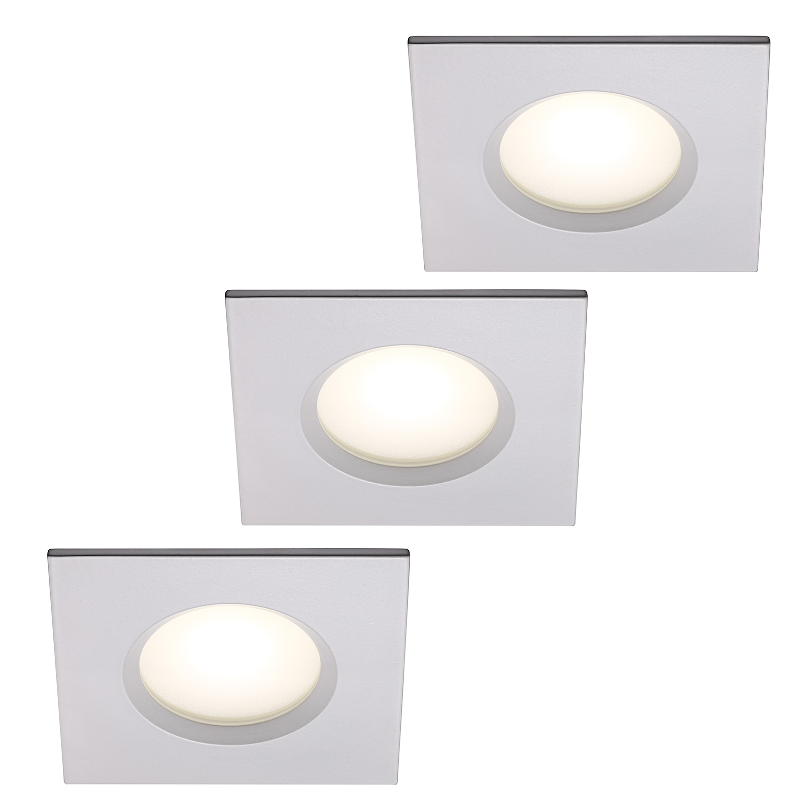 LED-inbyggnadslampa Clarkson 3-pack, kantig, vit