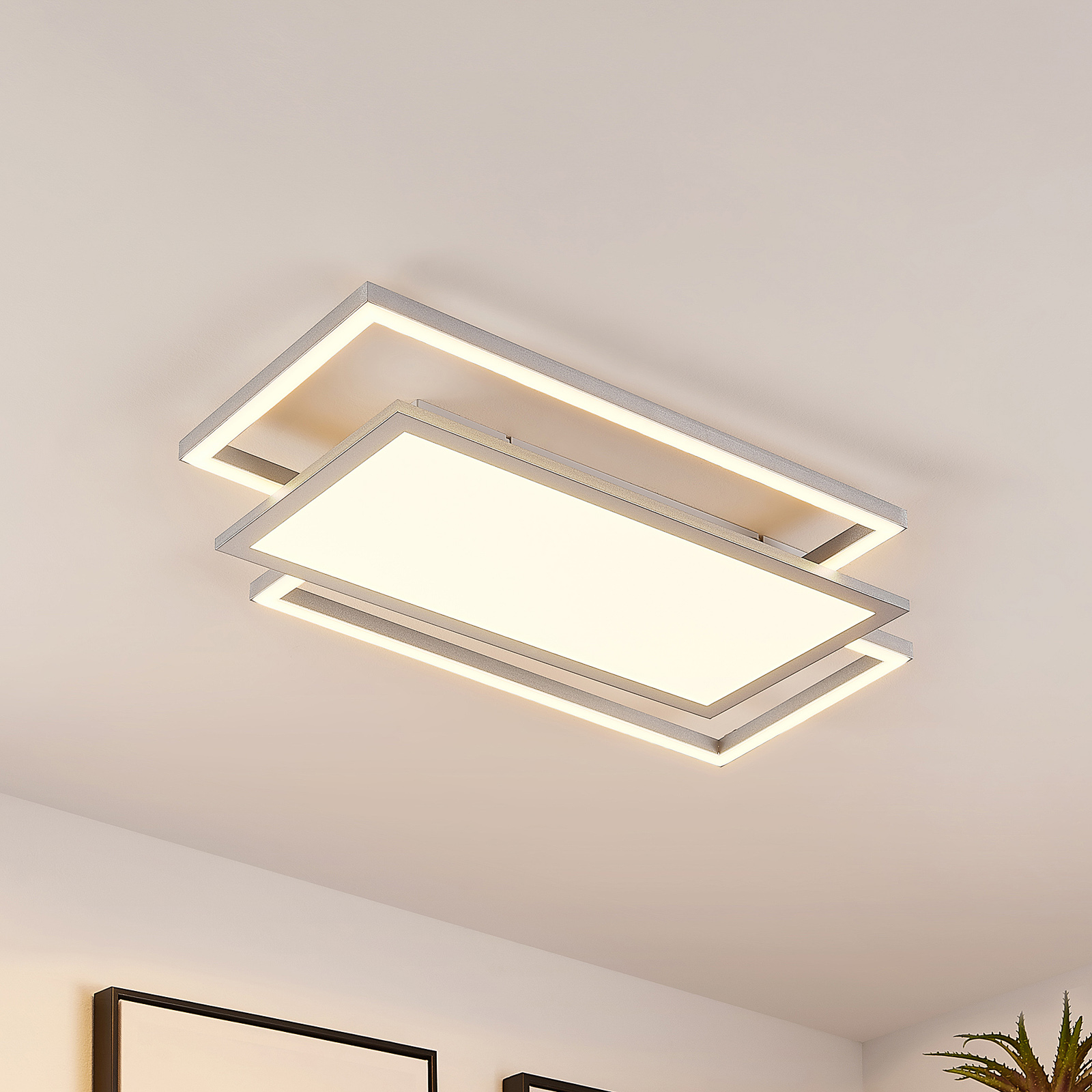 Lucande Ciaran LED-taklampa, rektangel