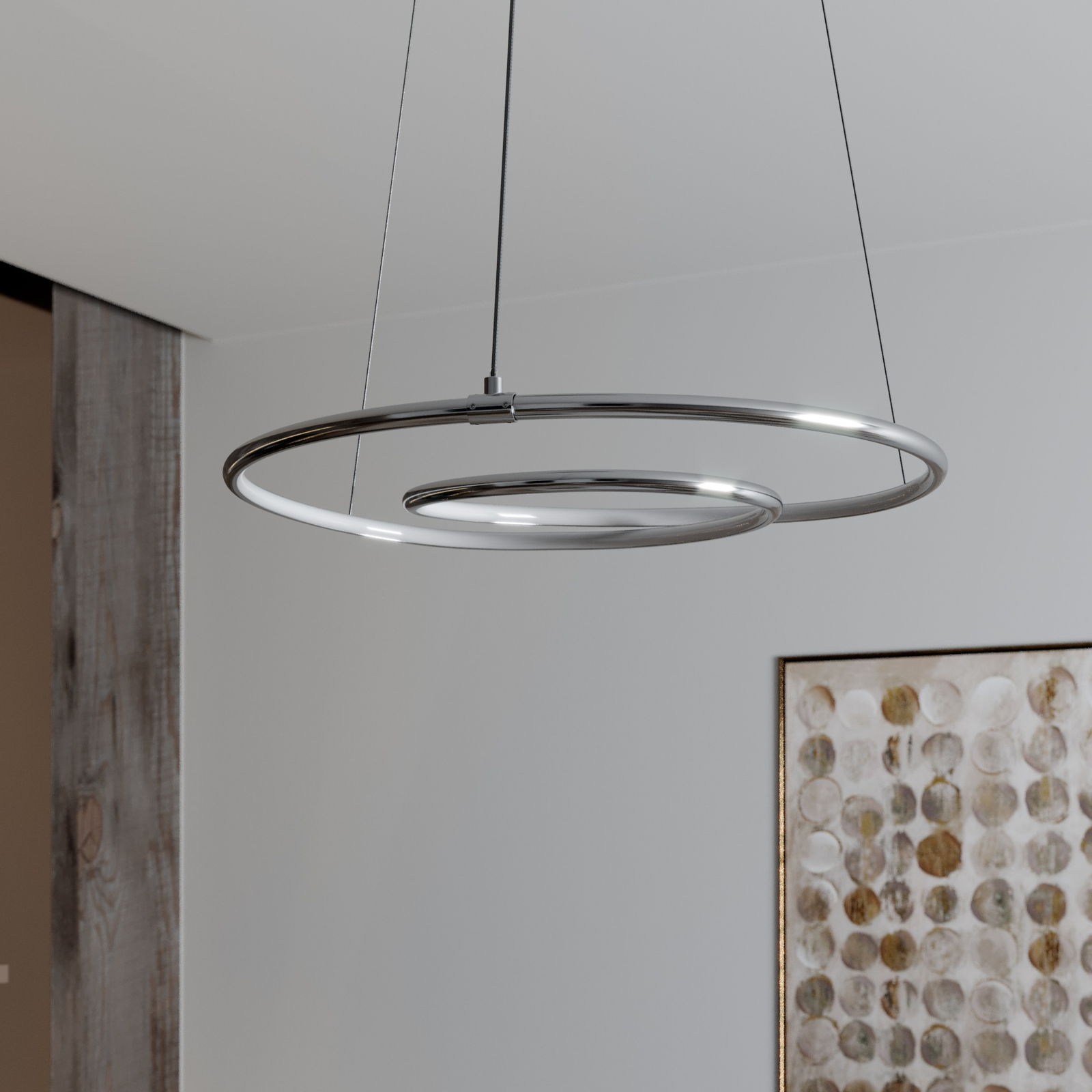 Lindby Lucy LED-hänglampa, 45 cm, krom