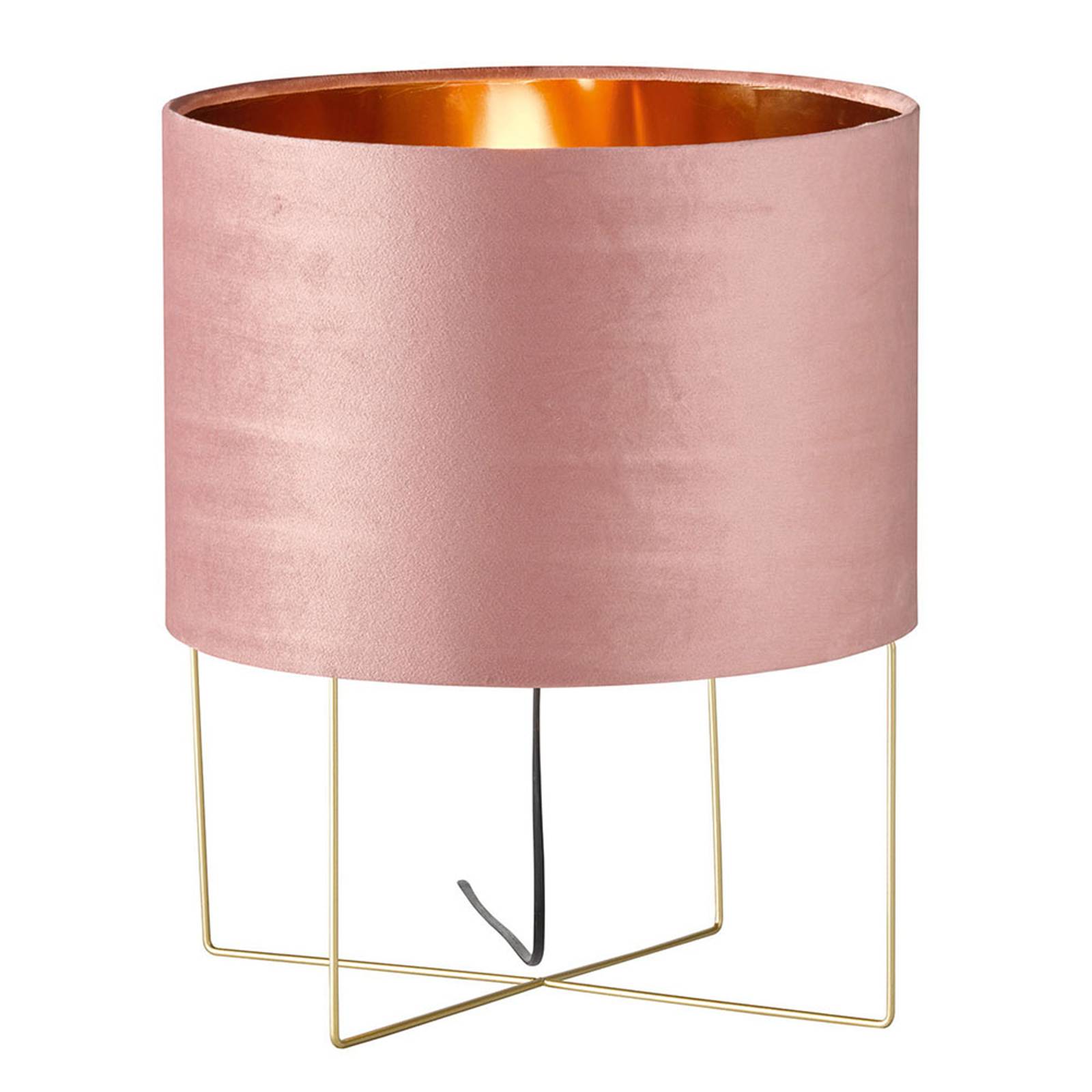 Bordslampa Aura, sammetsskärm, höjd 43 cm, rosa