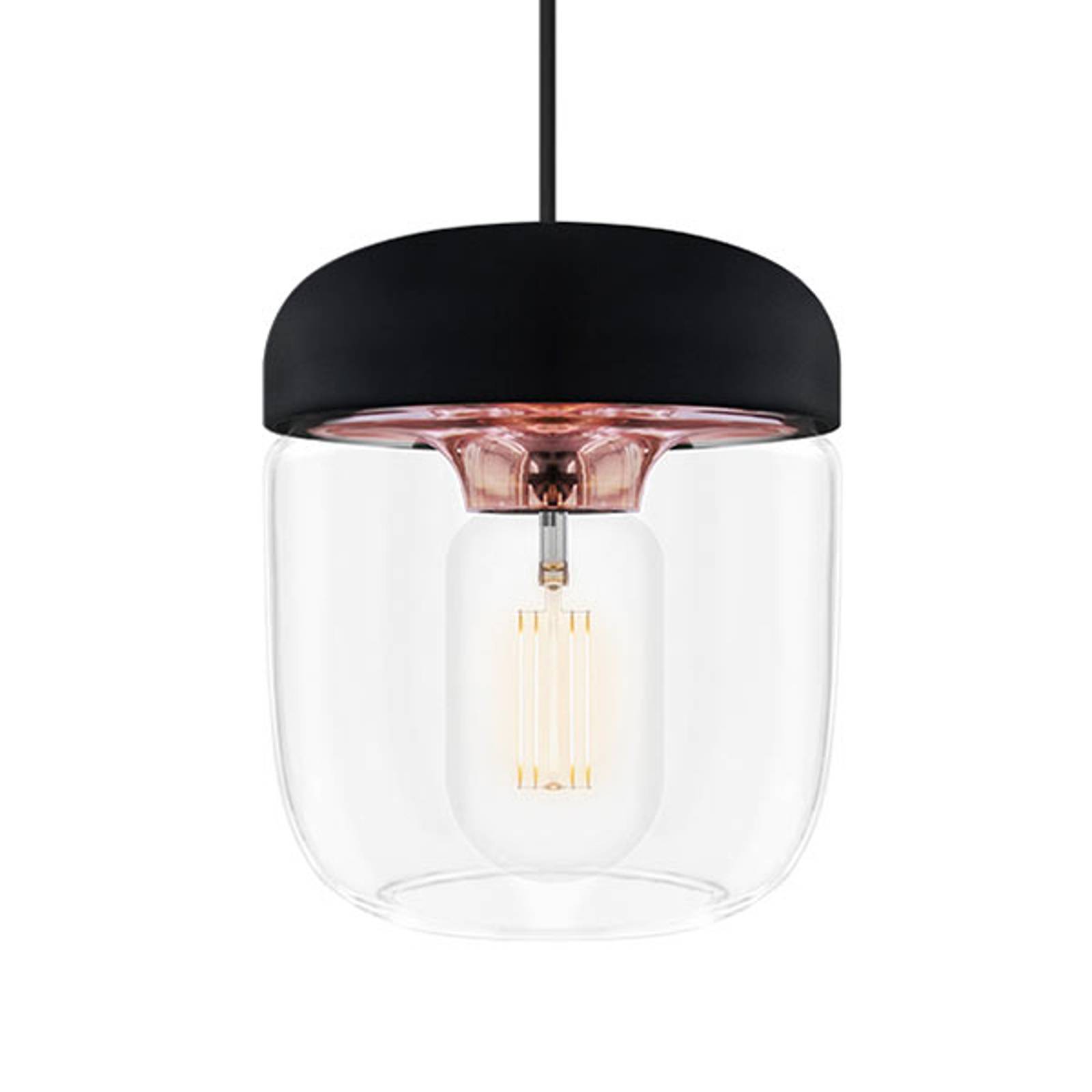 Modern pendellampa Acorn, svart och koppar