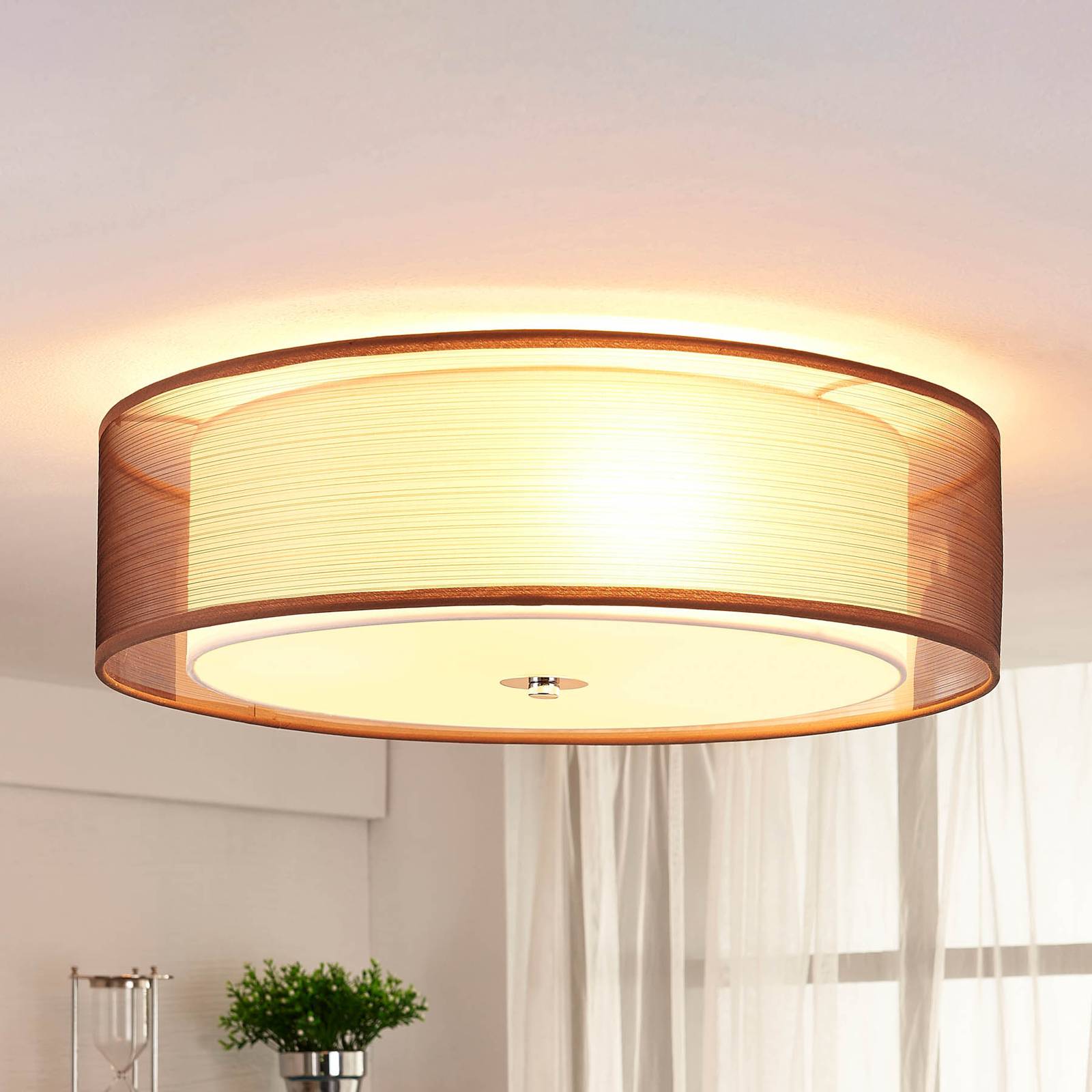 Brun LED-tygtaklampa Tobia, easydim