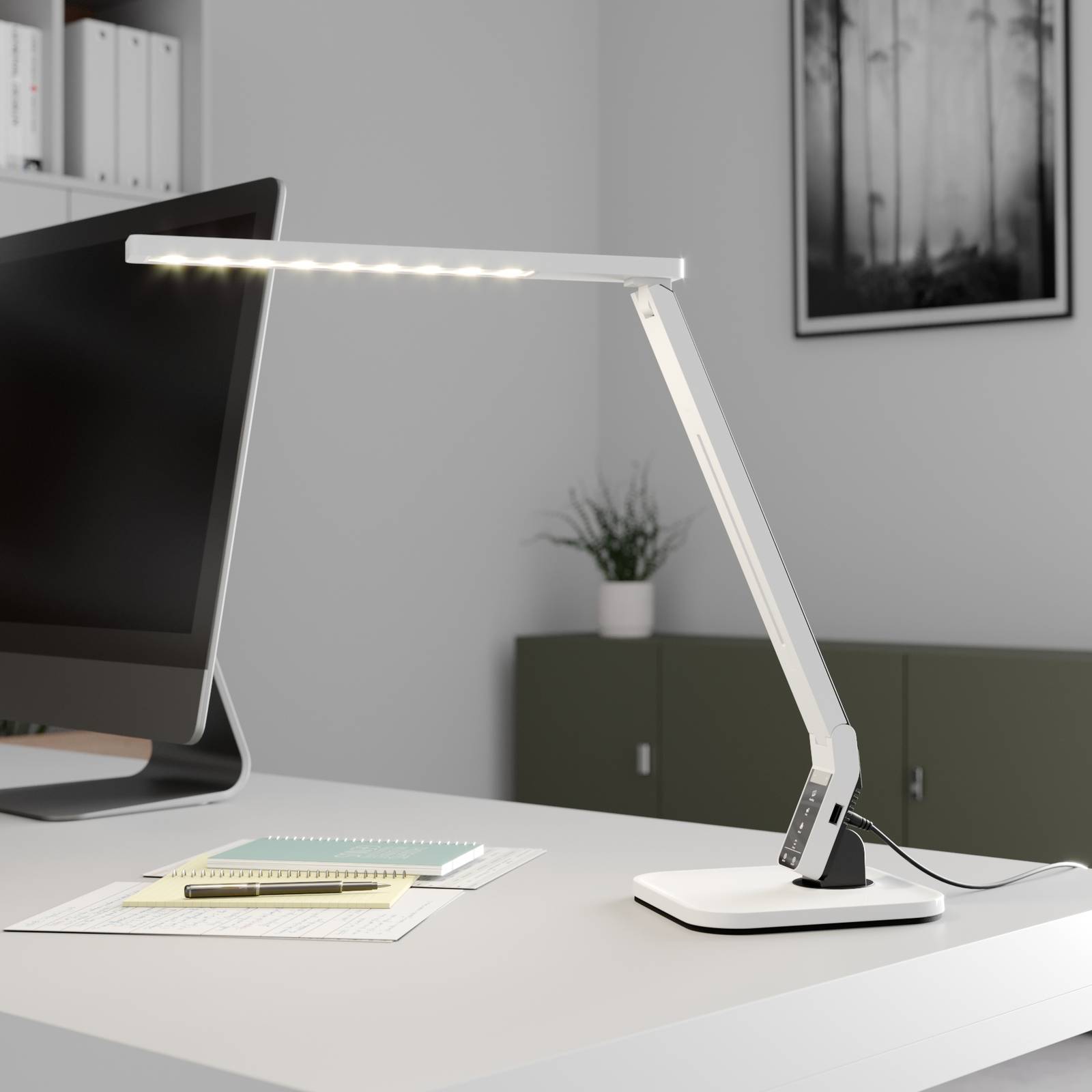 Arcchio Lianel LED-skrivbordslampa, vit