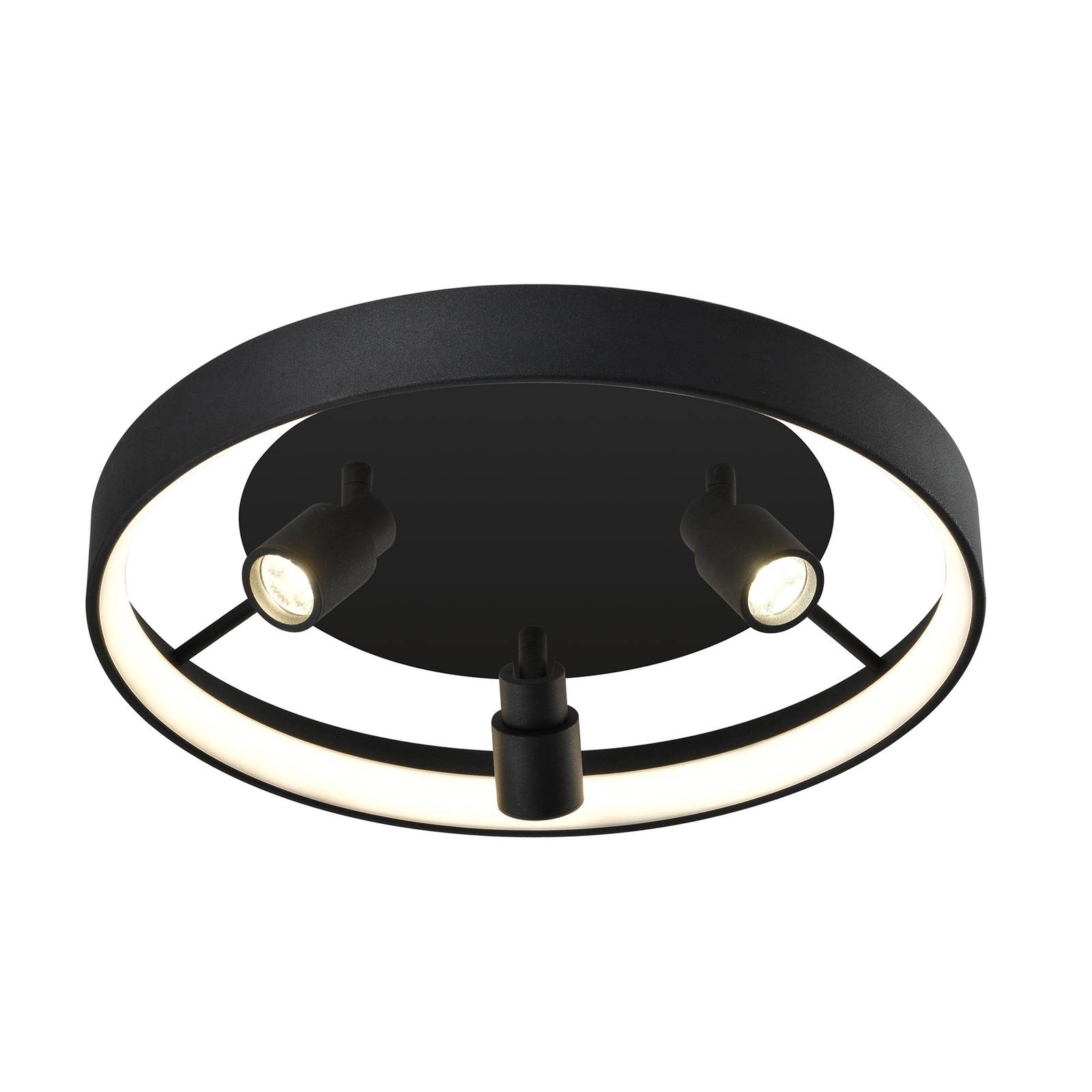 LED-taklampa Denis, rund med tre spottar