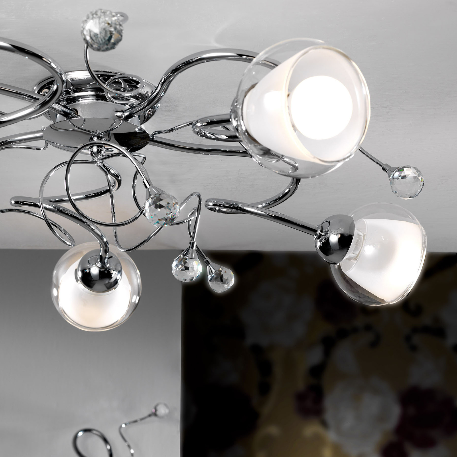 Taklampa Wendy med glasskärmar, 5 lampor
