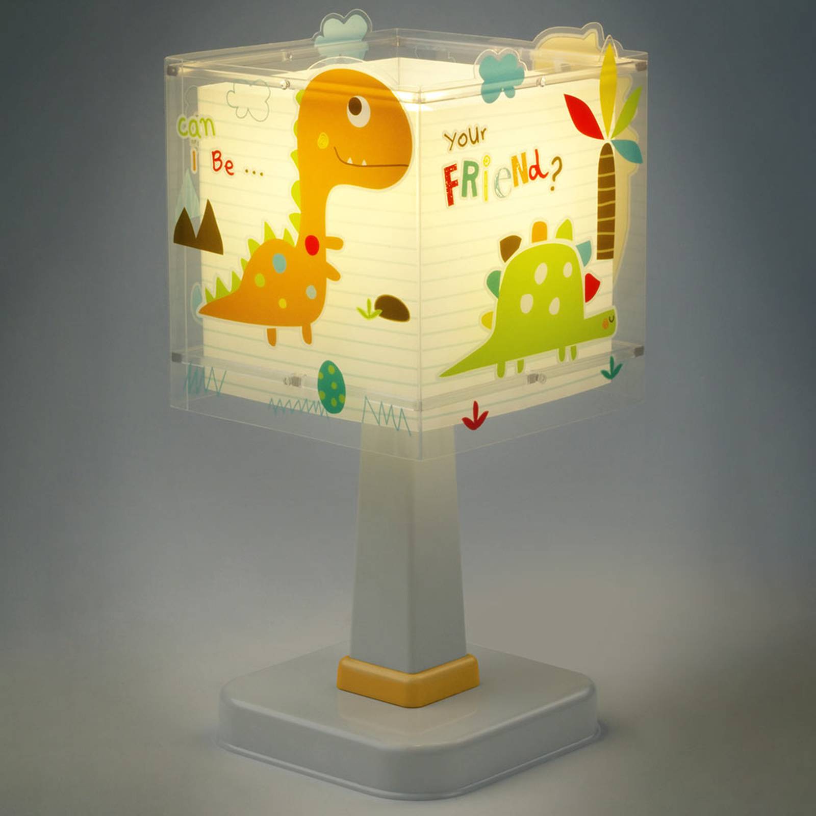 Kantig bordslampa för barnrum Dinos