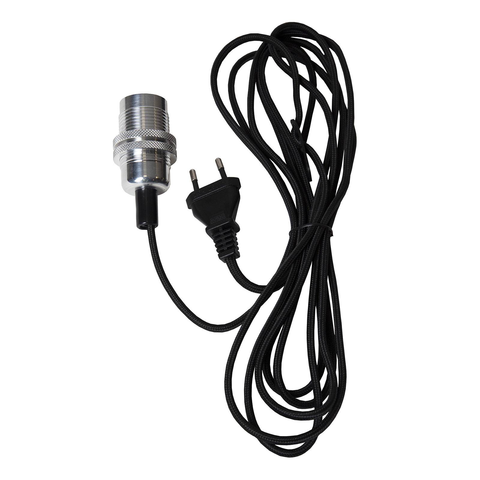 E14-uttag Fade med kabel, silverfärgad