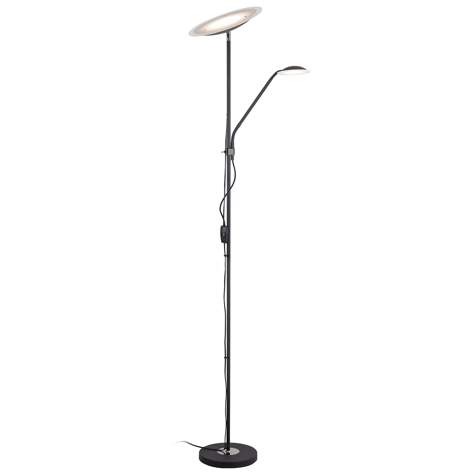 Lindby Heliani LED-golvlampa, 2 lampor, svart
