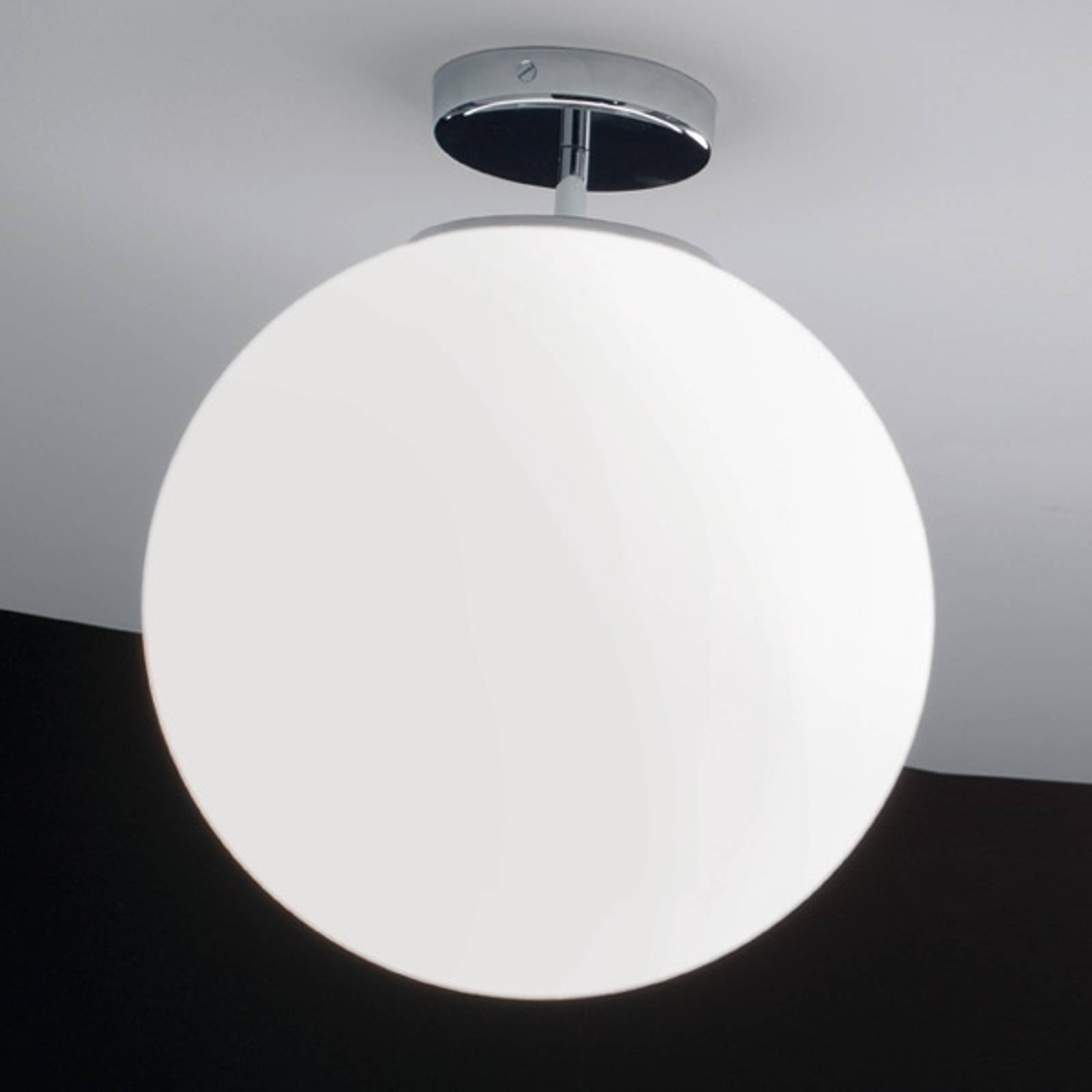 Plafondlampa Sferis i glas, 40 cm, krom