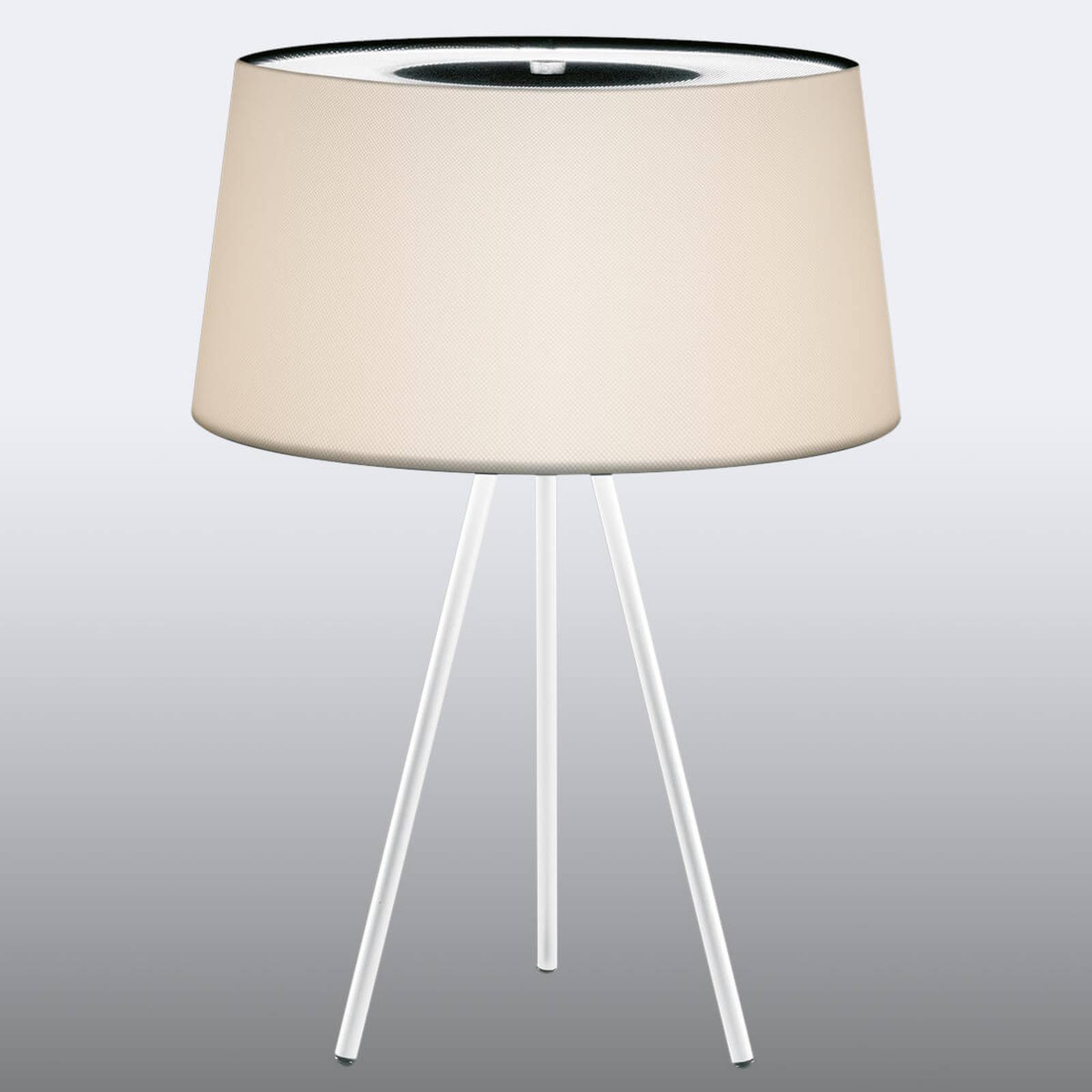 Högkvalitativ bordslampa Tripod creme/ vitt stativ