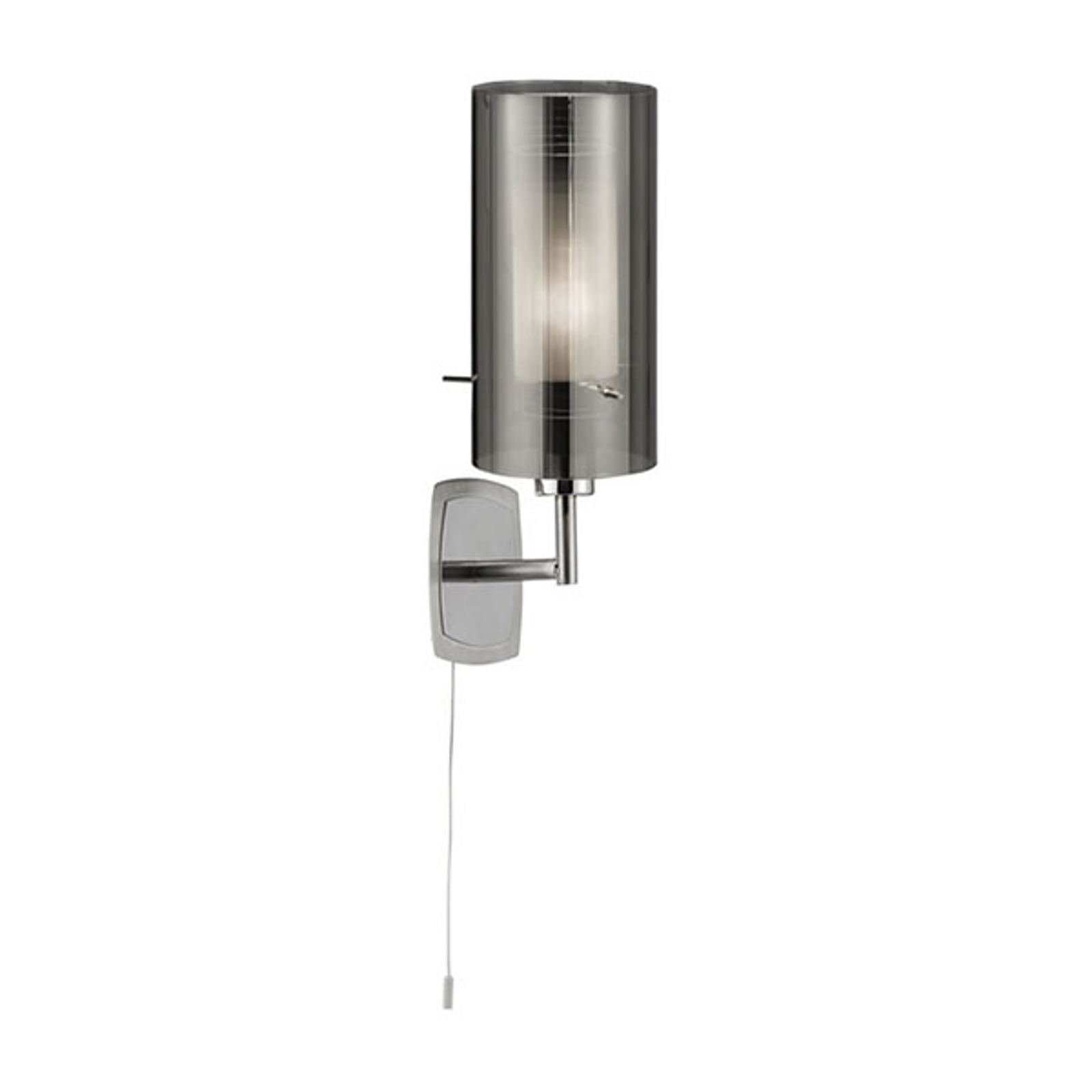 Vägglampa Duo 2, rökglas/krom med strömbrytare