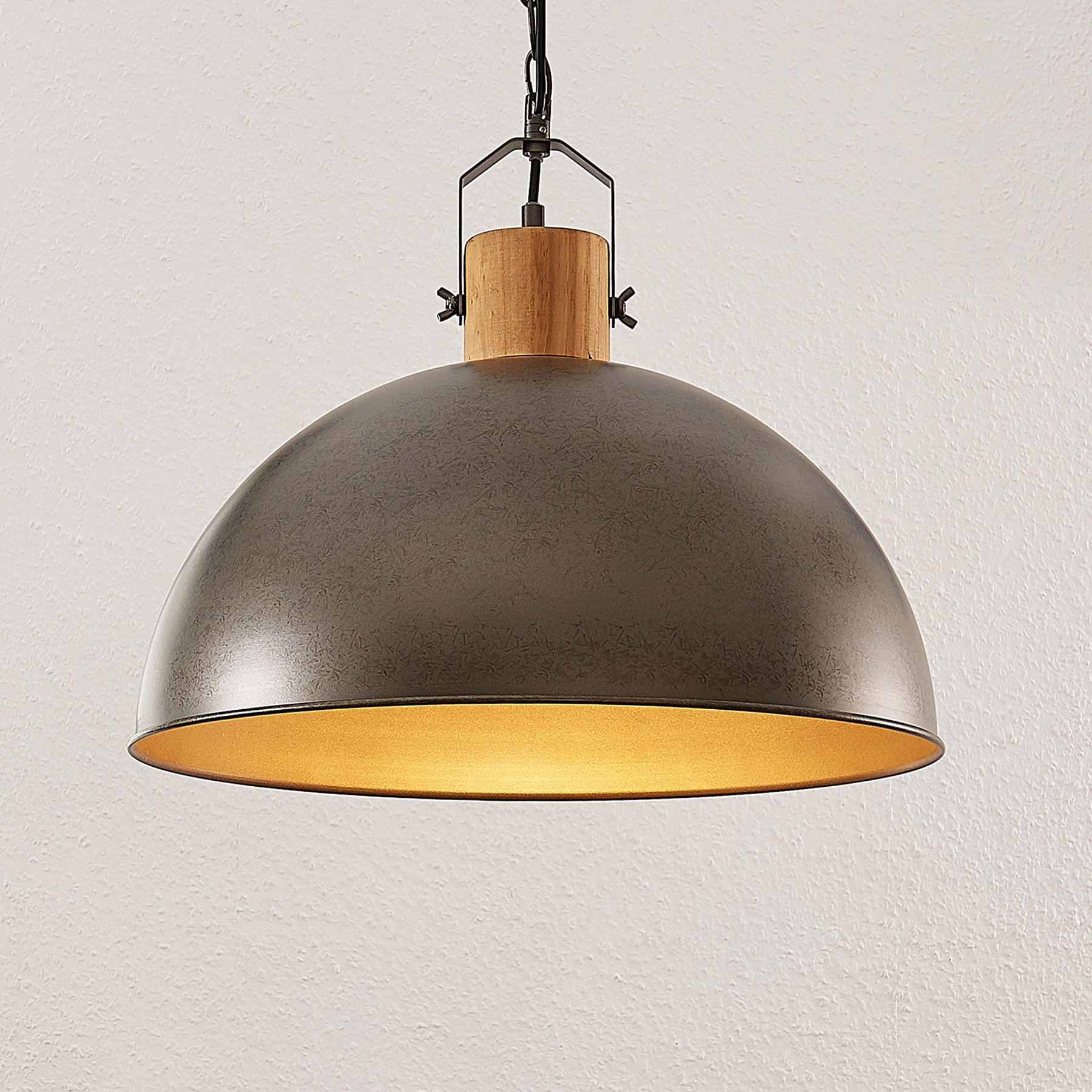 Lindby Holgar hänglampa, metallskärm, 1 lampa