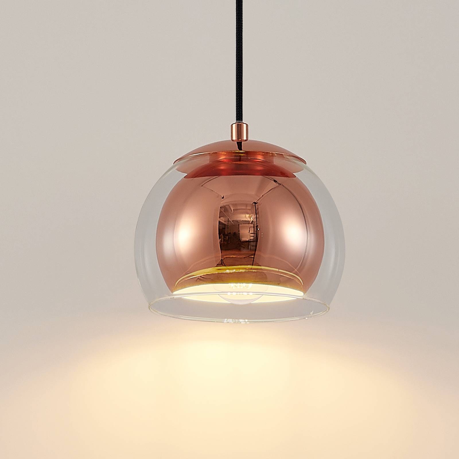 Lindby Daymien hänglampa, 1 lampa, koppar