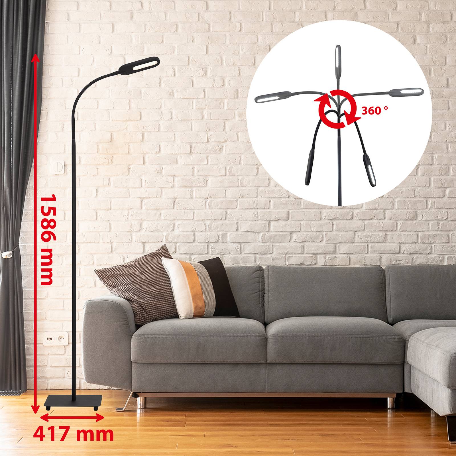 LED-golvlampa 1297-015 dimbar, svart