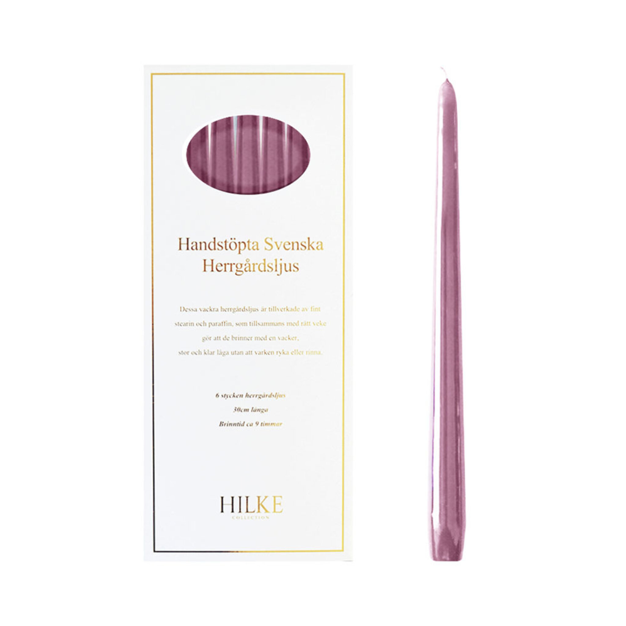 Svenska Herrgårdsljus 6-pack, gammelrosa, 30CM