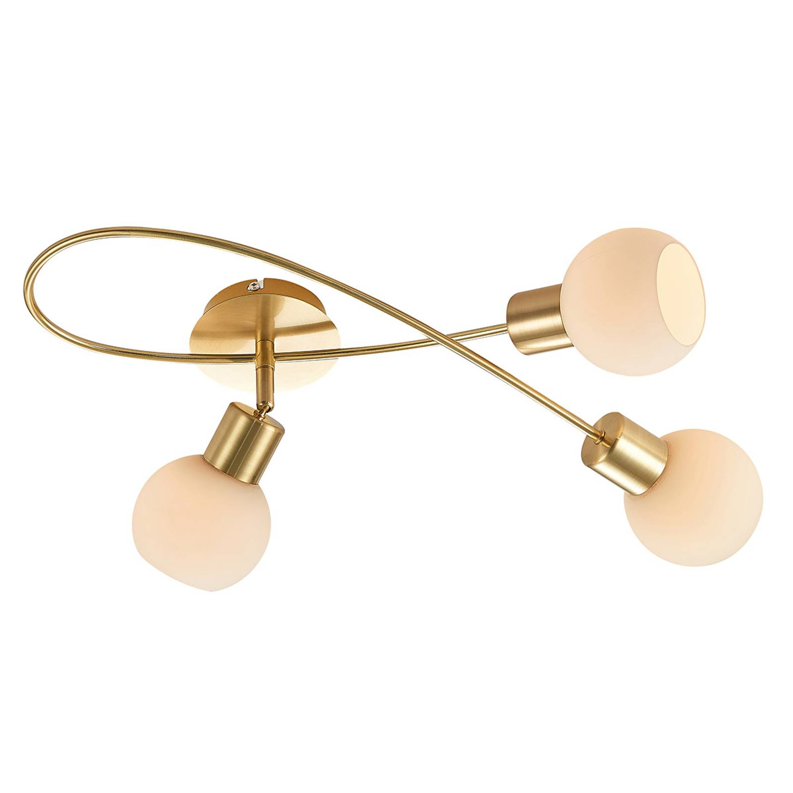 Lindby LED-taklampa Elaina 3 lampor lång, mässing